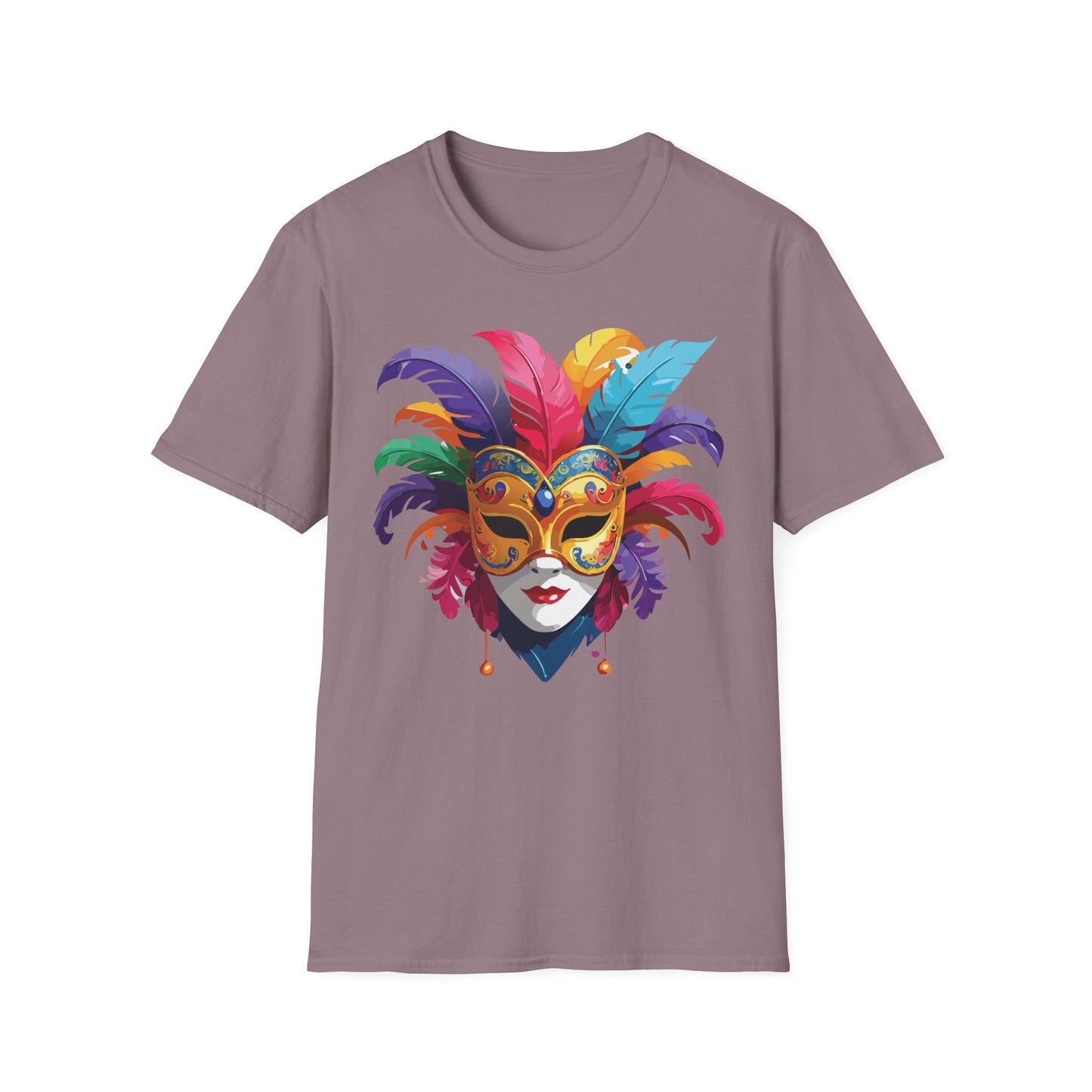 Unisex Mask Tee Shirt Gildan Softstyle 64000 Lightweight Comfortable Masquerade Design Tee