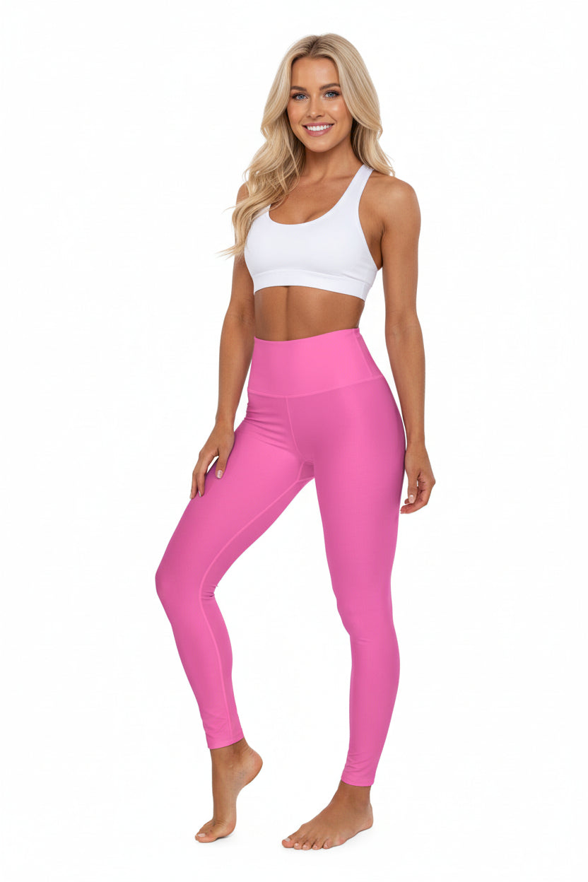 High-Waist Summer Pink Yoga Leggings Women's Seamless Poly-Span Stretchy Pink Activewear