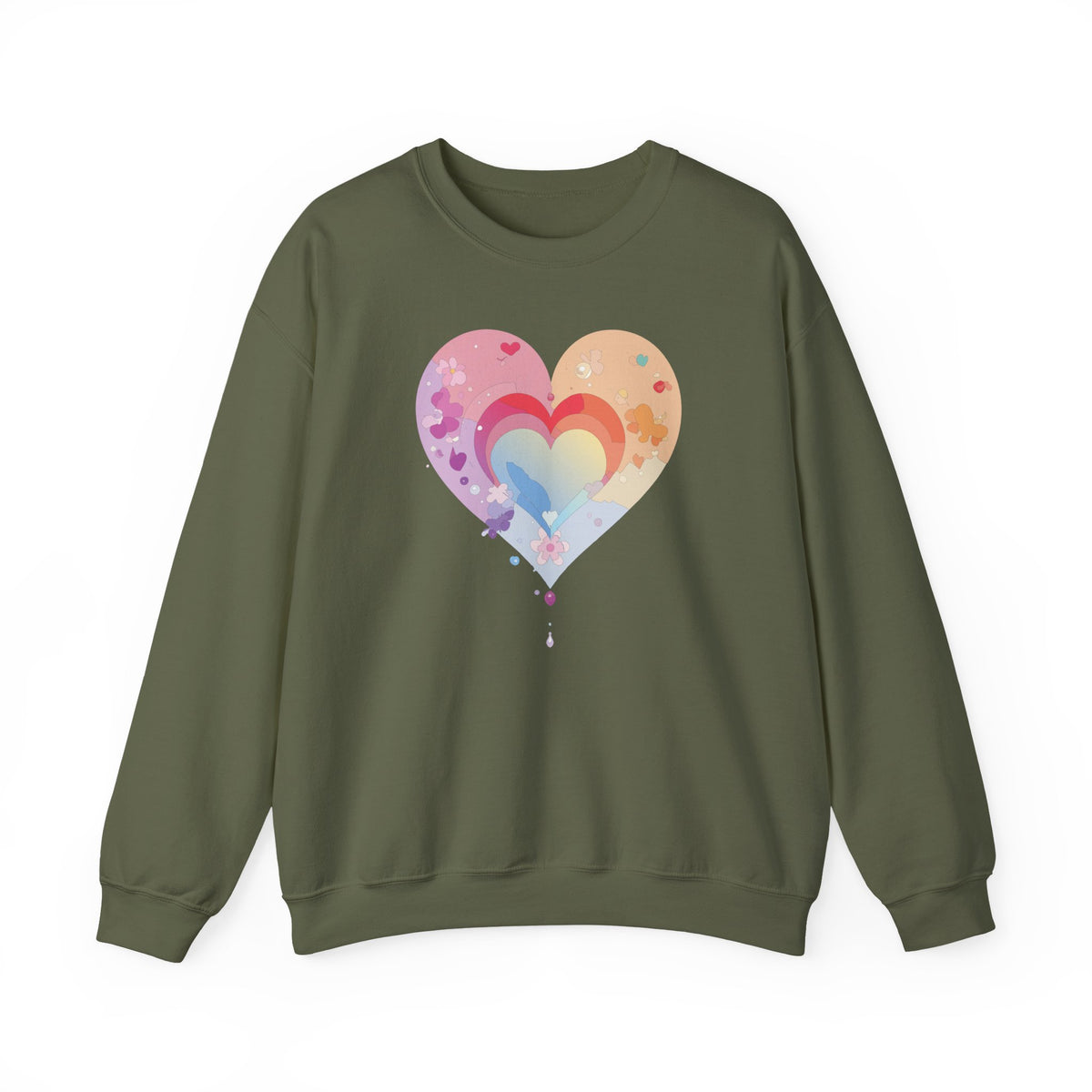 Rainbow Heart Sweatshirt, Floral Heart Sweatshirt, Floral Love Sweatshirt, Valentine's Day Sweatshirt, Rainbow Heart Floral Sweatshirt 114