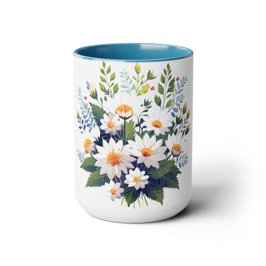 Two-Tone Coffee Mug with flowers