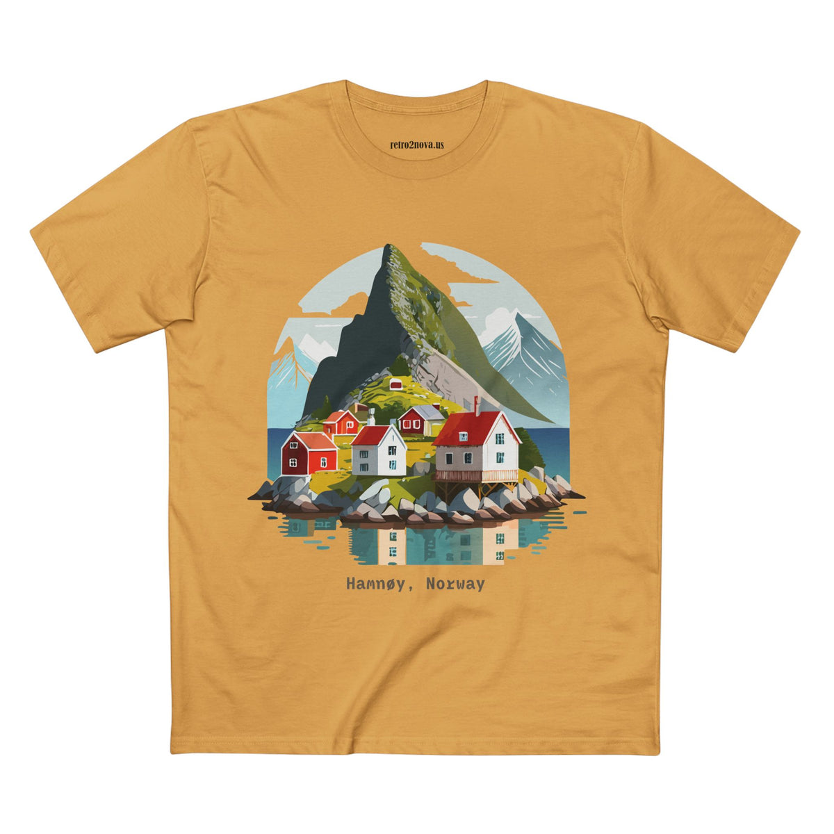 Hamnøy Norway Village Illustration Tee | Scandinavian Coastal Landscape