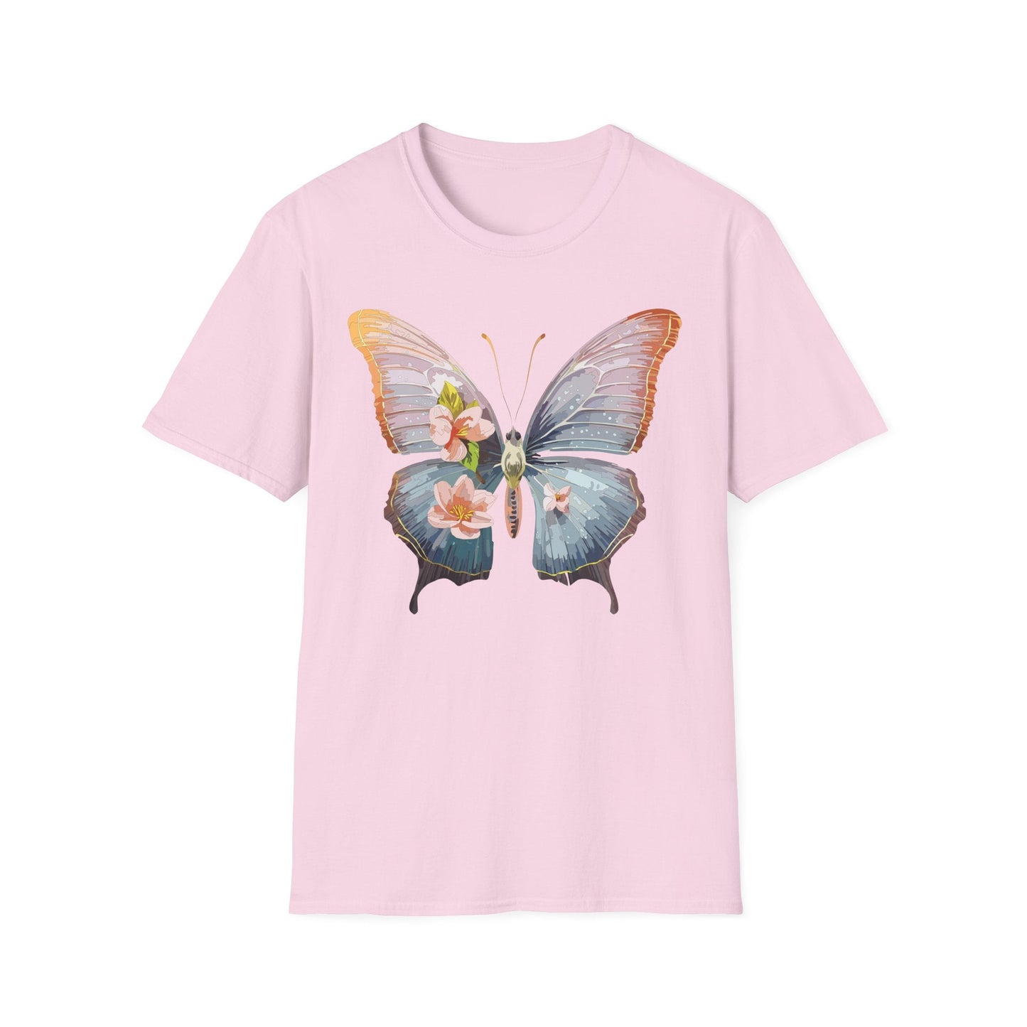 Butterfly Print T Shirt For Men Women Unisex Monarch Design Softstyle Cotton Tee