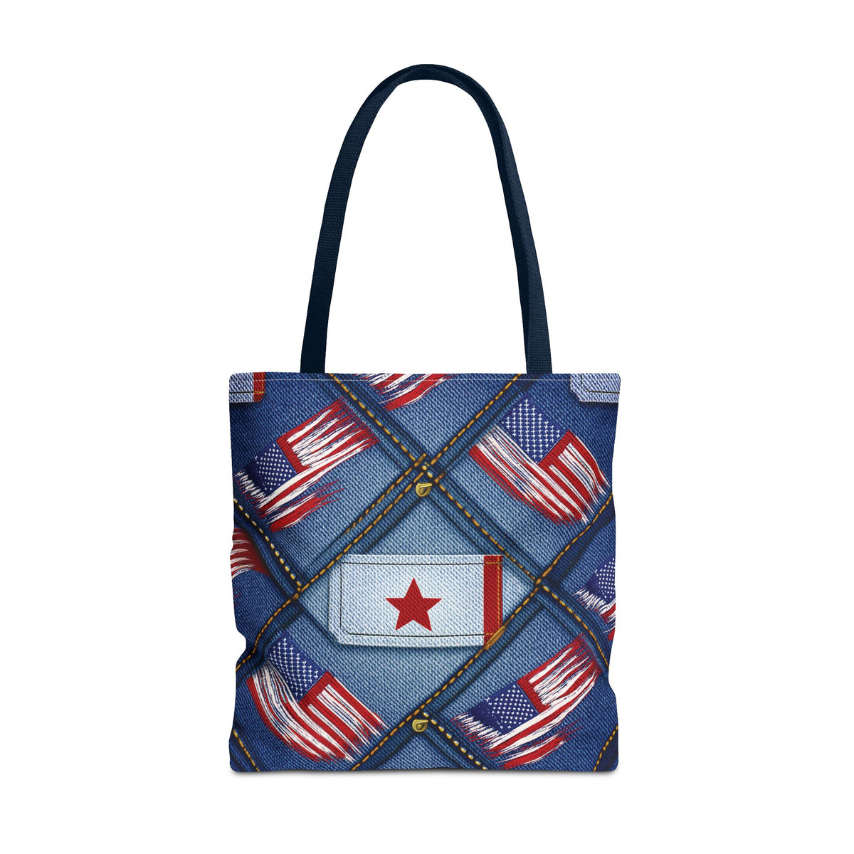4th of July Graphic Denim Fabric Imitation Print Unisex Canvas Bag Poly Spun 3 Sizes Tote Bag 200-7