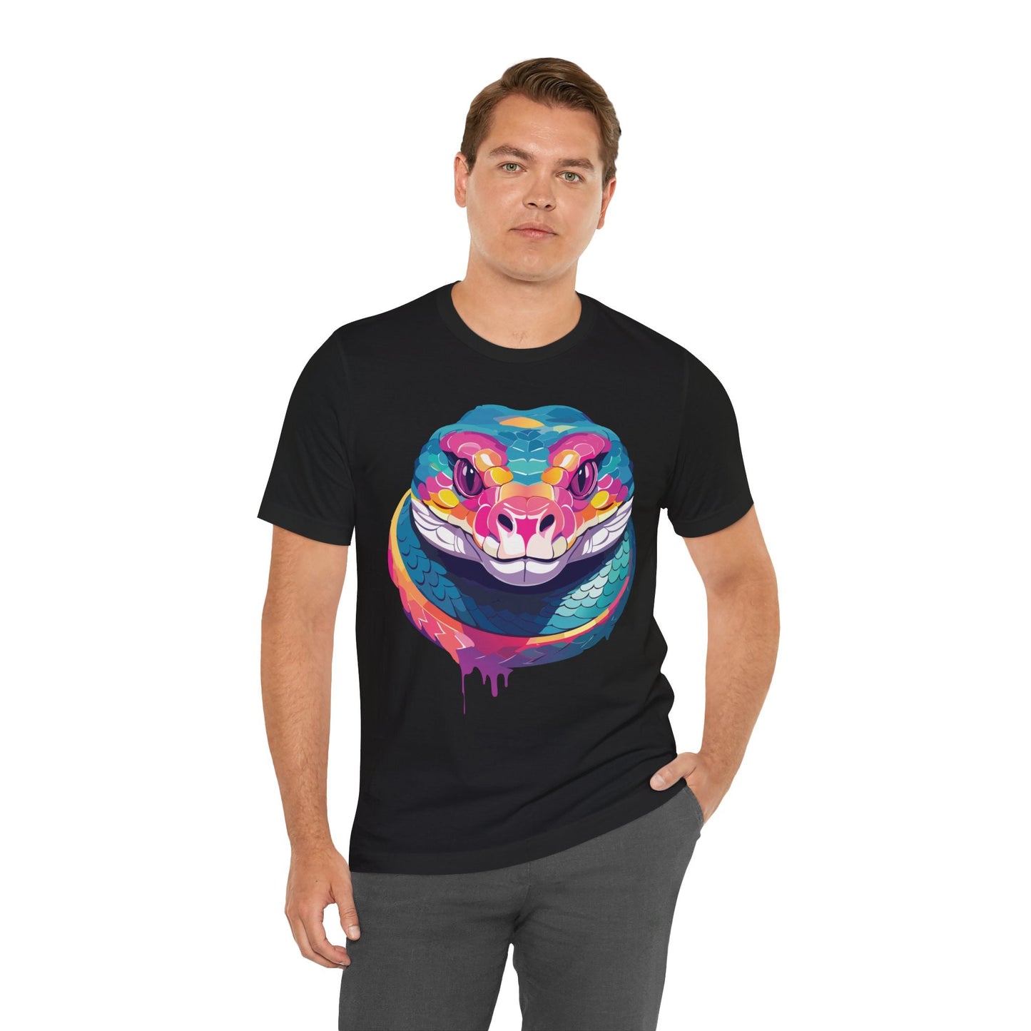 Unisex Animal Tee Shirt With Art Design, Wild Animals Short Sleeve Graphic Tee For Everyday Wear