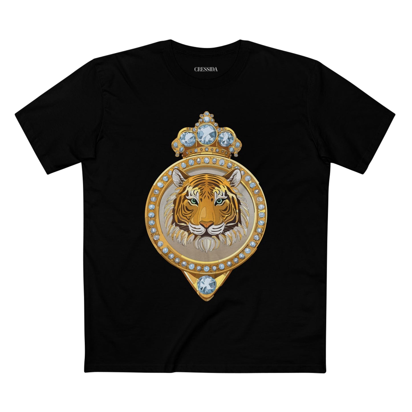 Tiger Graphic Unisex 100 Cotton Tee With Unique Animal Golden Medallion Art Design 2
