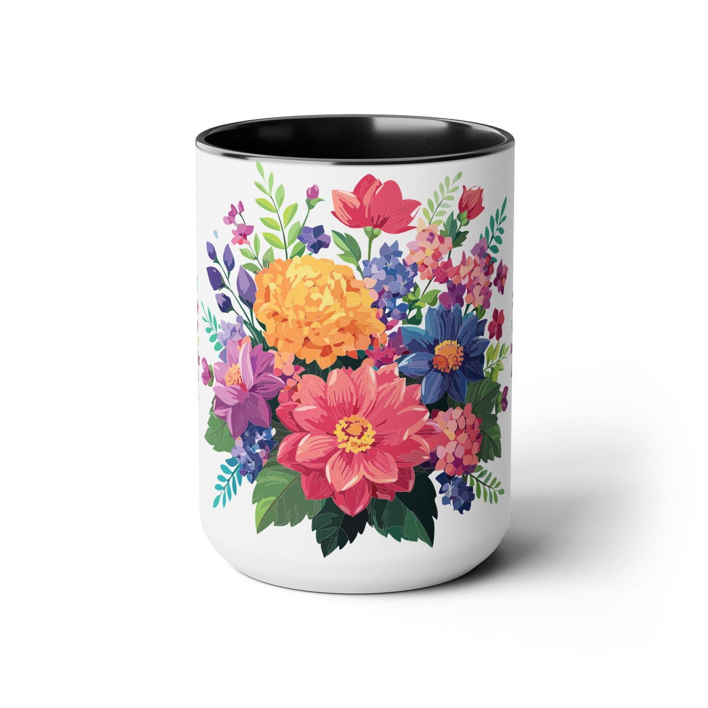 Tazas de café de dos tonos con flores