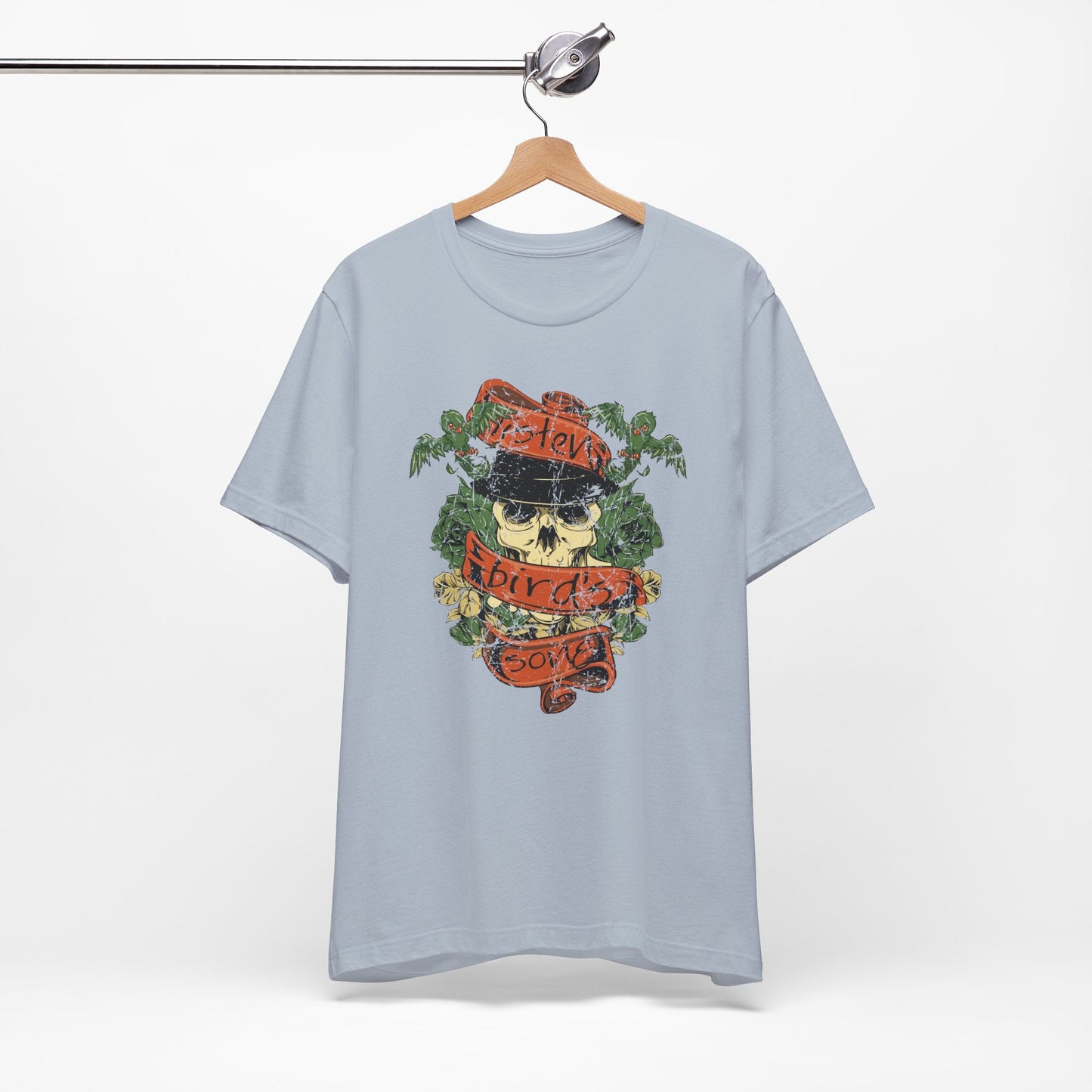 Skull Floral Tattoo Style Graphic Design Unisex Cotton T-Shirt Art-38