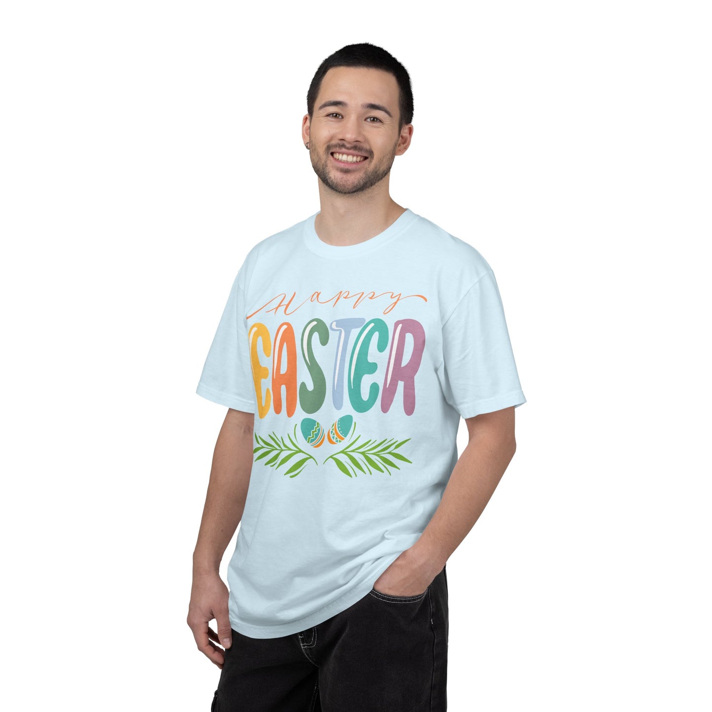 Happy Easter T-Shirt, Tee Shirt with Easter Signature, T Shirt with Easter Prints, Tee Shirt with Easter Design