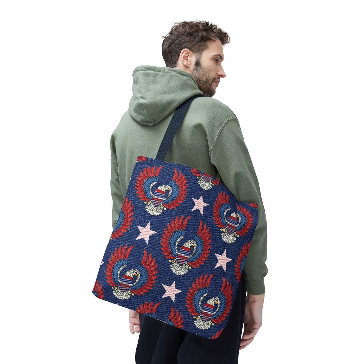 4th of July Graphic Denim Fabric Imitation Print Unisex Canvas Bag Poly Spun 3 Sizes Tote Bag 200-4