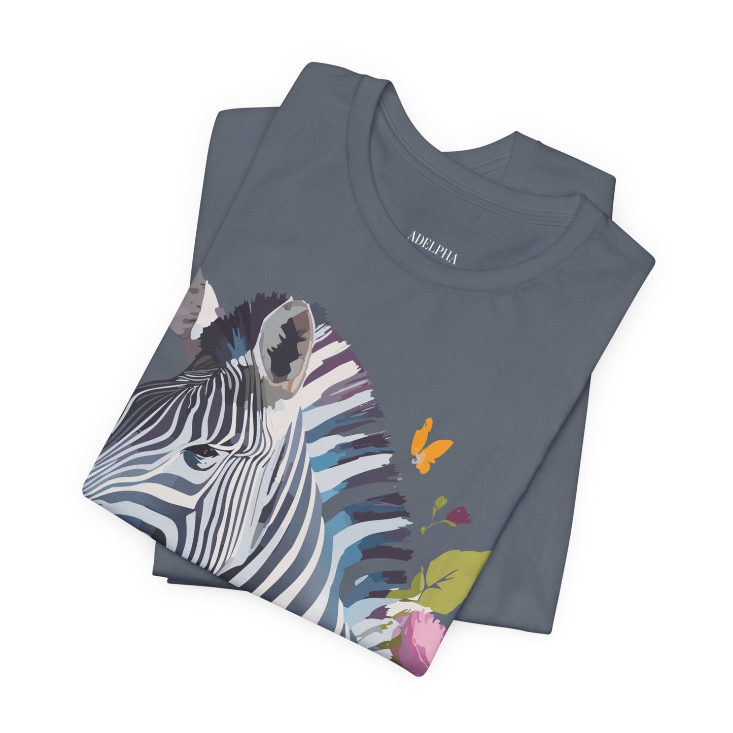 Unisex Zebra Graphic Tee Featuring Adelpha Artwork Vintage Inspired Short Sleeve Shirt