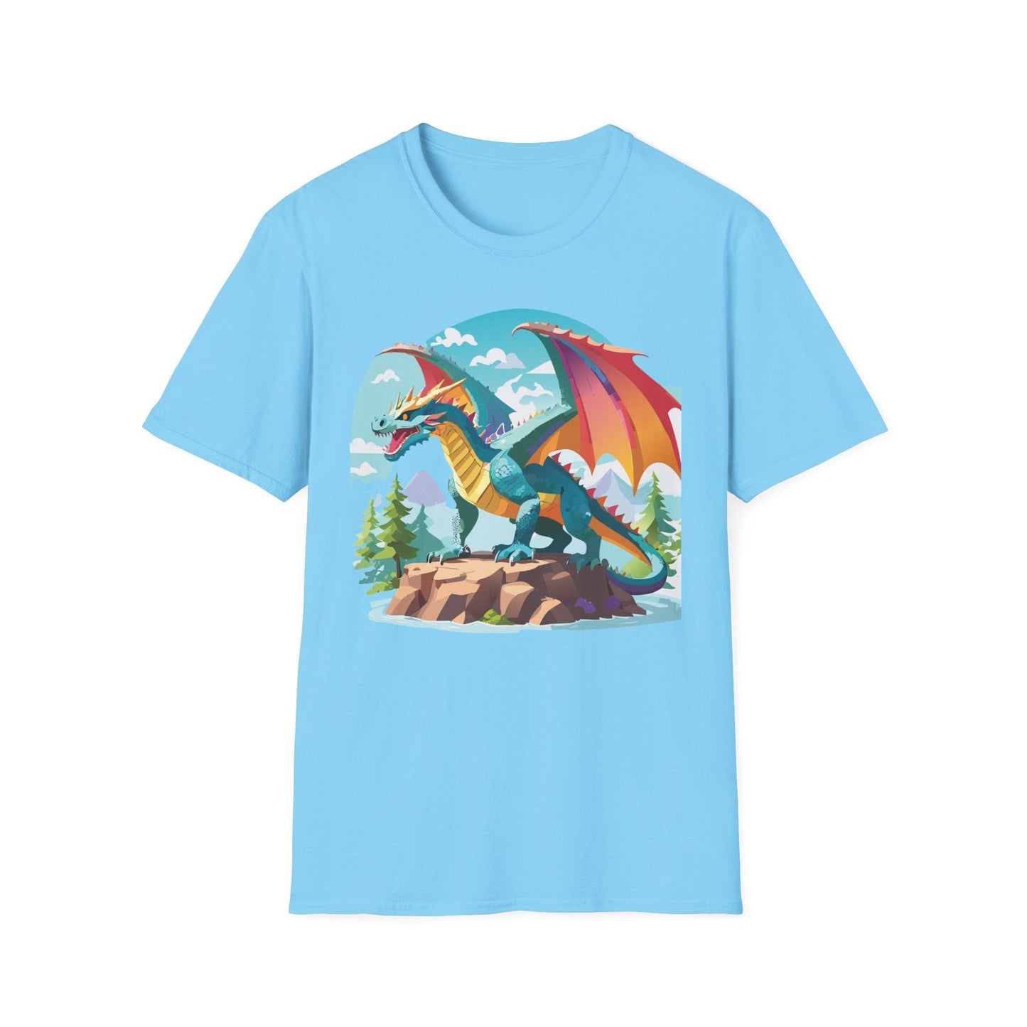 Dragon Graphic Tee Unisex Softstyle 100 Percent Ring Spun Cotton Animal Art Print Shirt