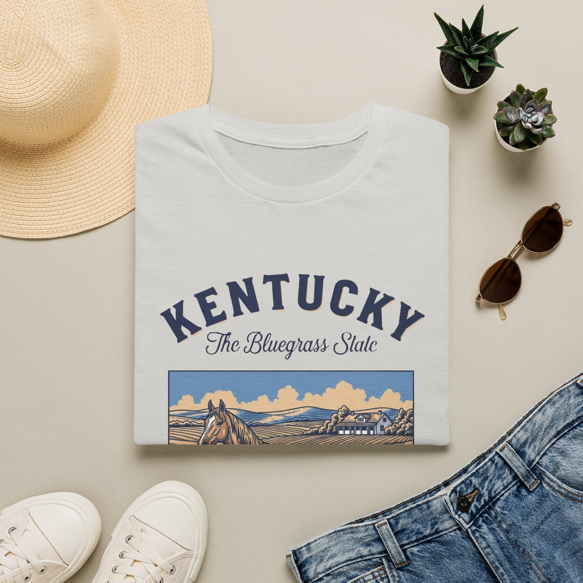 Kentucky Horse Vintage Graphic T-Shirt — The Bluegrass State Travel Tourist Graphic Tee Unisex 100 Cotton Gildan T-Shirt