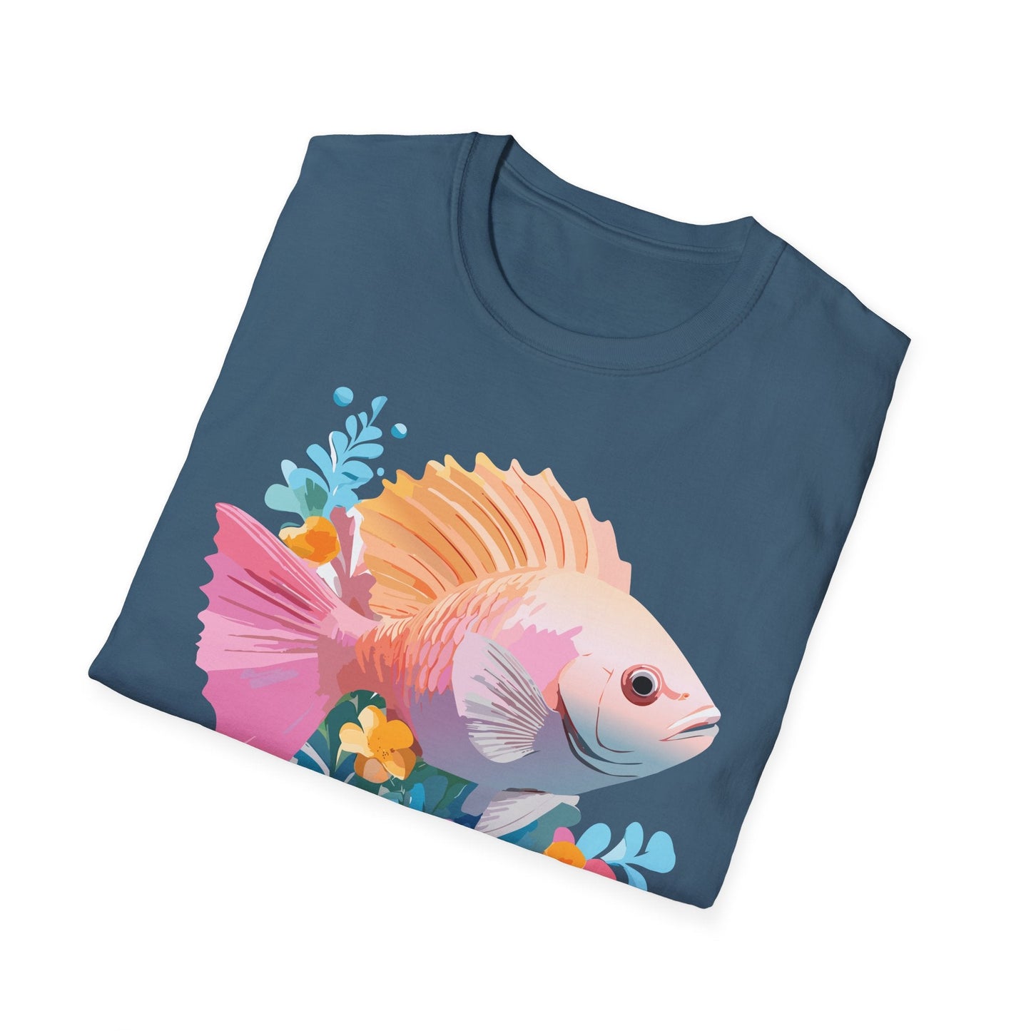 Fish Art Design Graphic Tee Shirt Unisex Softstyle Cotton Short Sleeve Comfort Fit Everyday Wear