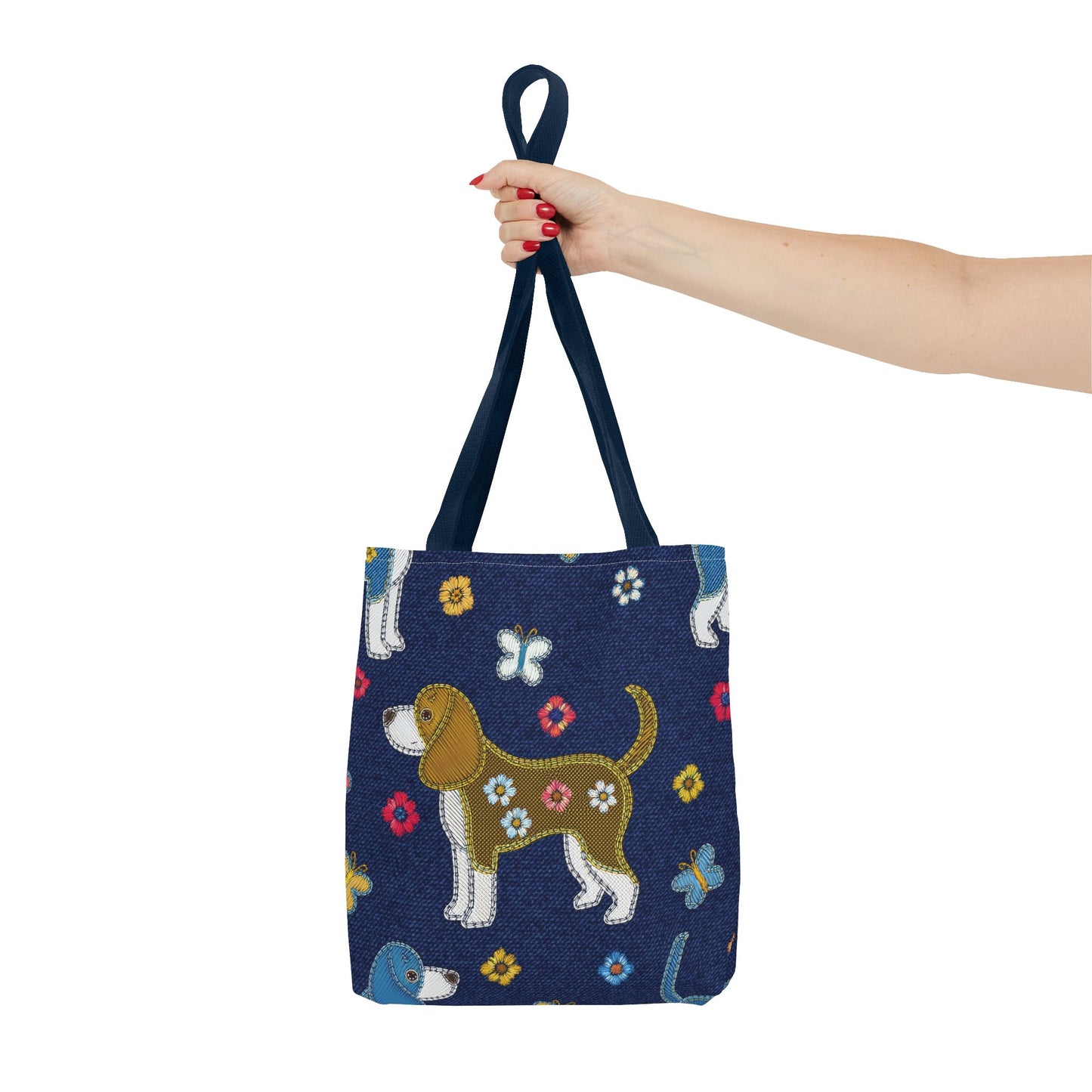 Denim Fabric Imitation Print Unisex Canvas Bag Poly Spun 3 Sizes Tote Bag 191-1
