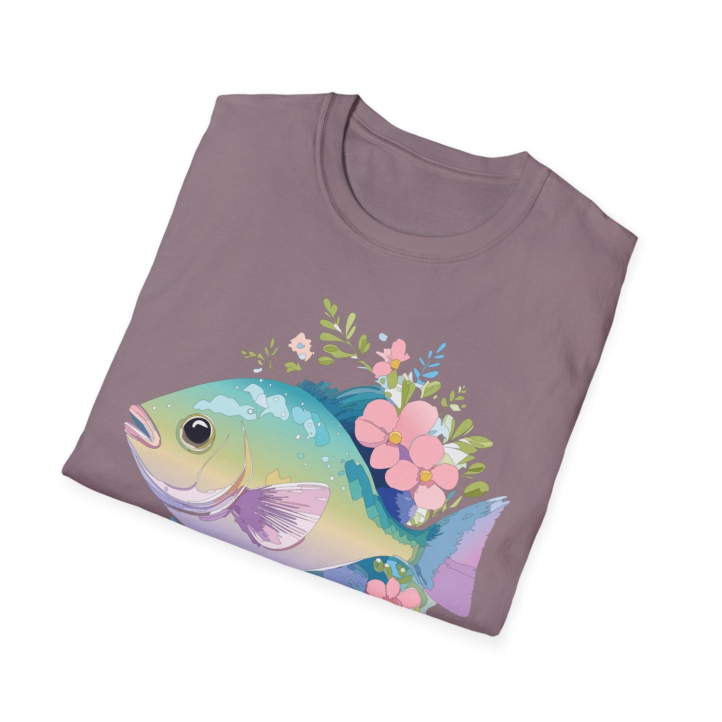 Fish Art Graphic Tee Unisex Gildan Softstyle 64000 100 Percent Ring Spun Cotton Comfortable Tee