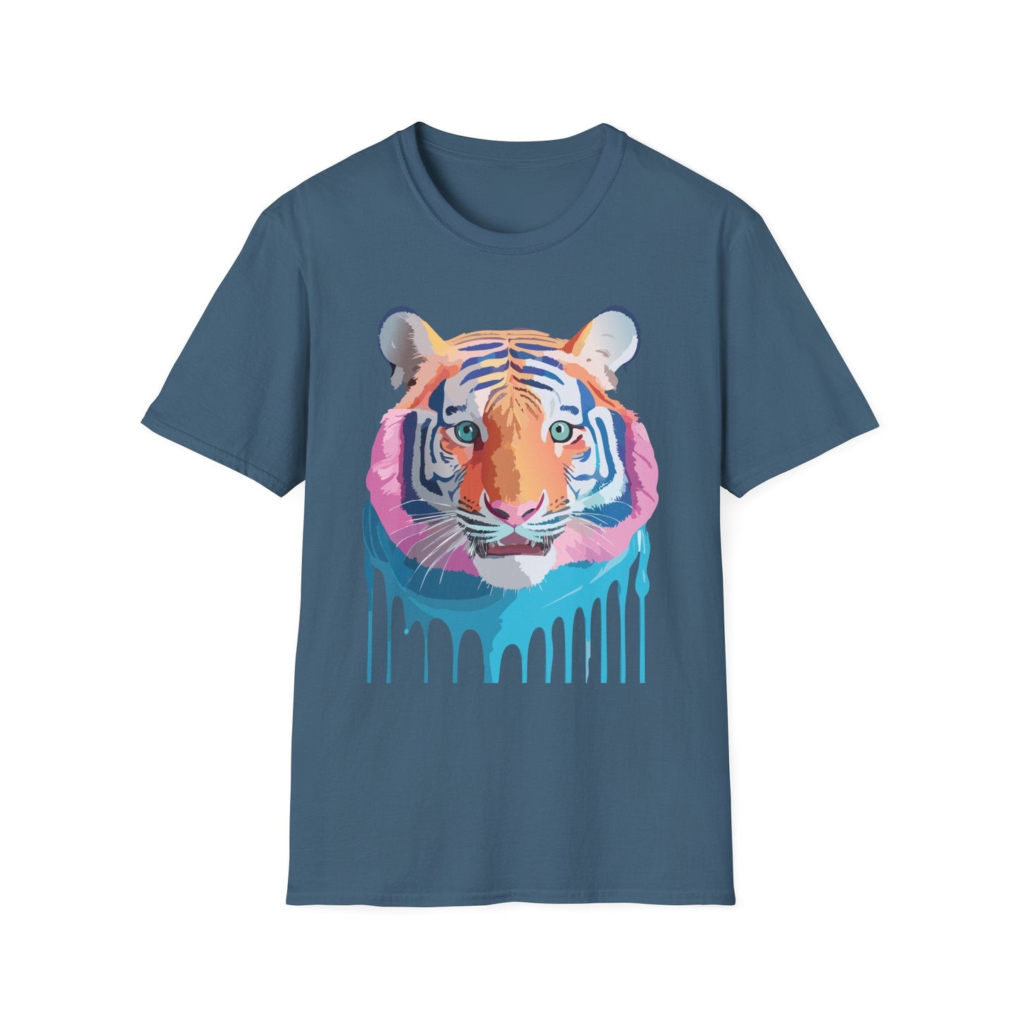 Tiger Print Unisex Softstyle Breathable Cotton Tee 64000 Gildan Shirt