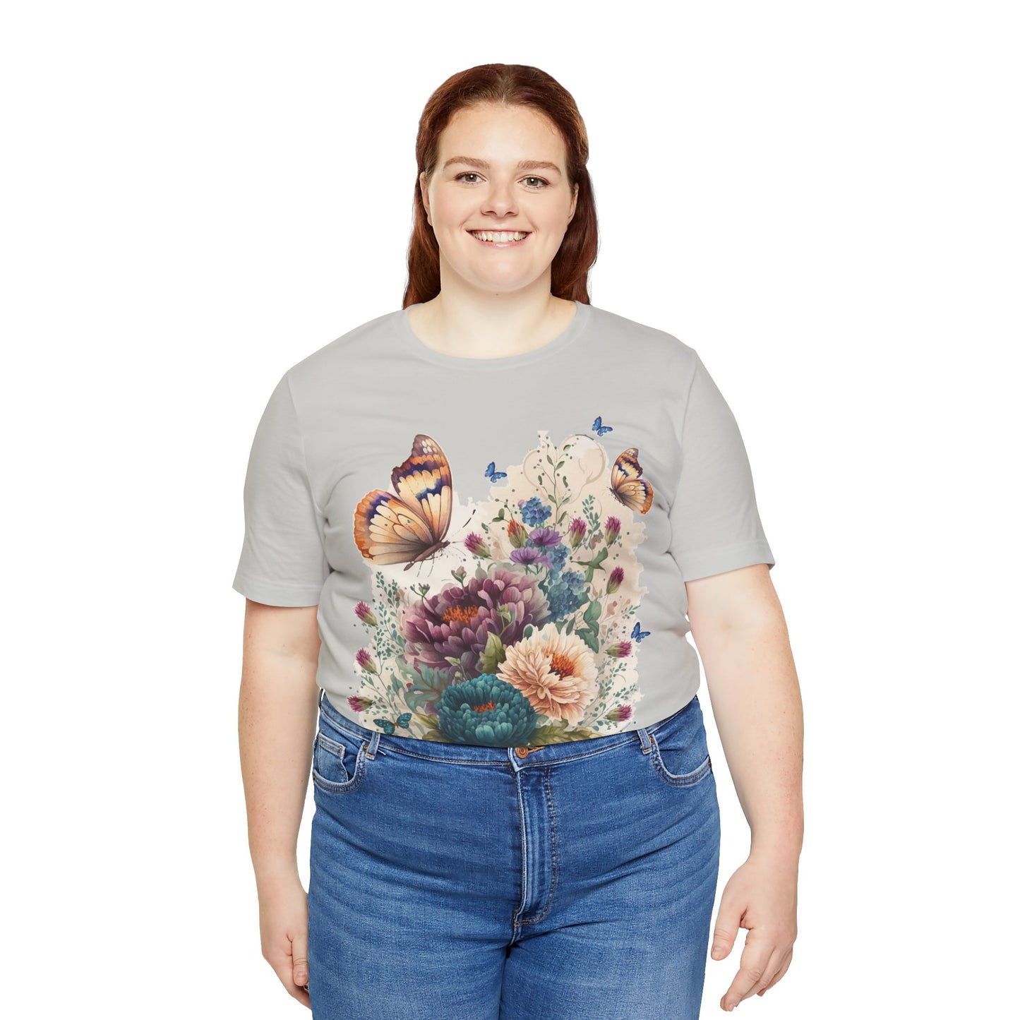 Cotton Tee Shirt with Butterfly Prints