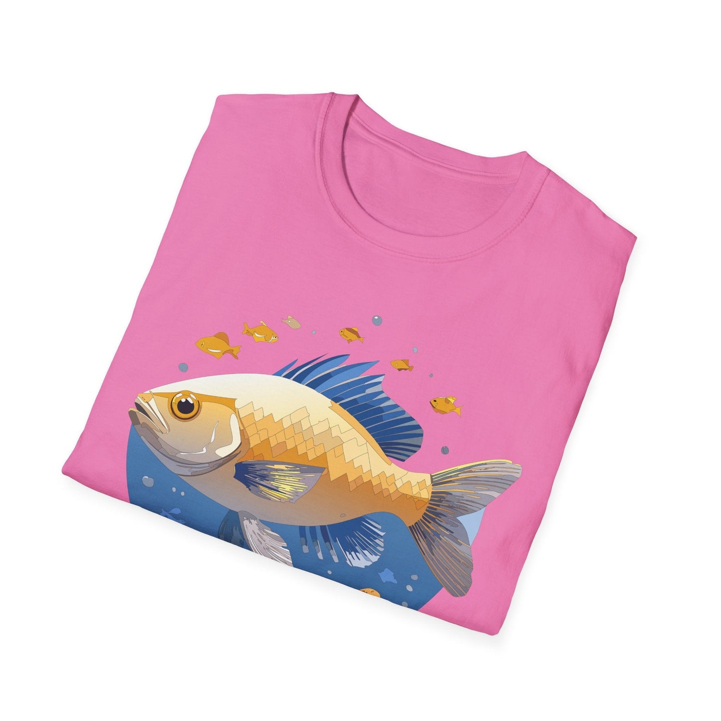 Fish Art Graphic Tee Shirt Unisex Gildan Softstyle 64000 100 Percent Ring Spun Cotton