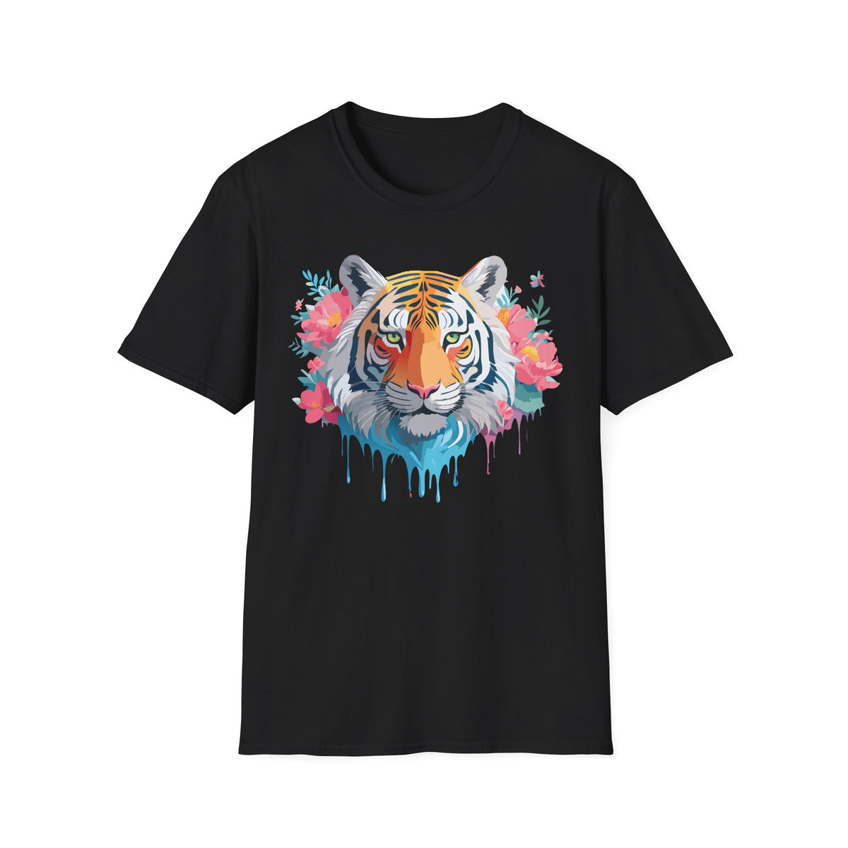 Floral Watercolor Tiger T-Shirt | Tiger Face Shirt, Floral Wildlife Tee
