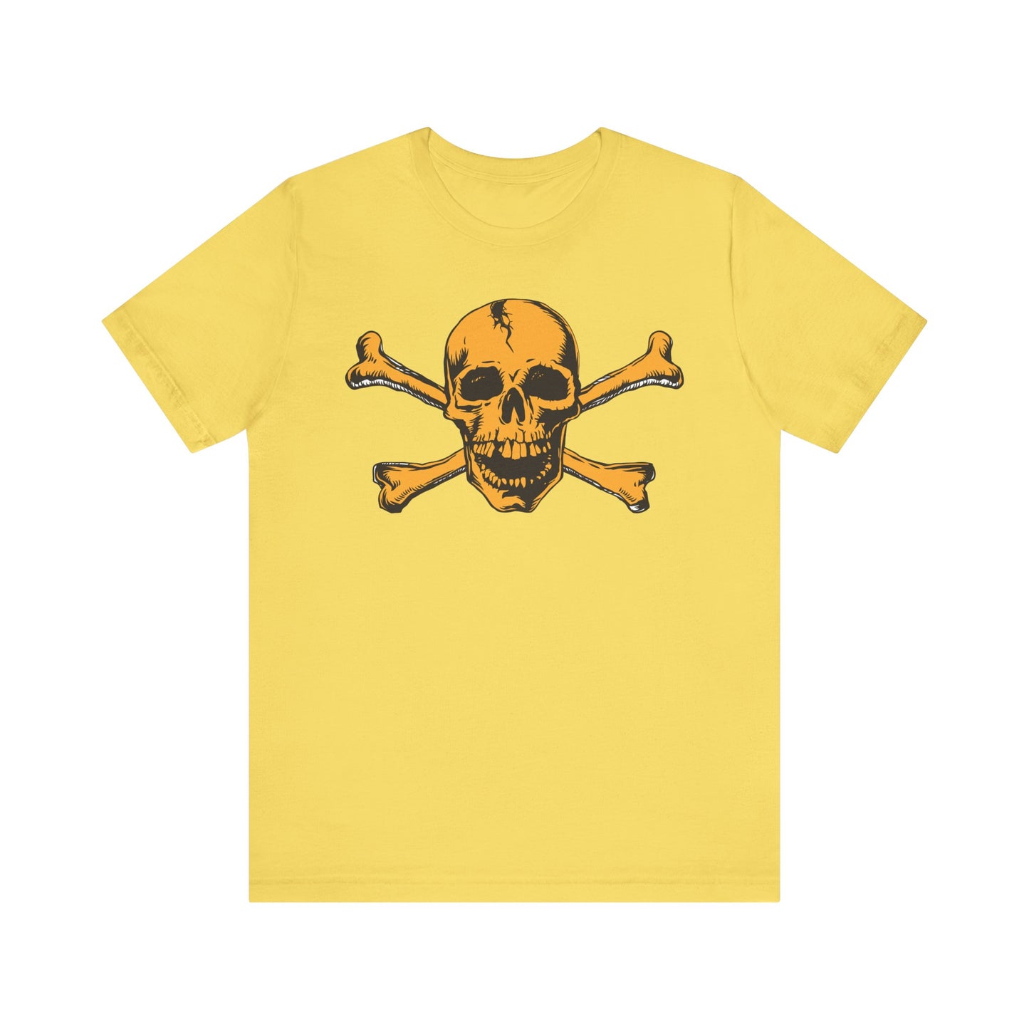 Orange Skull Graphic Design Tee, Skull Shirt, Vintage Tees, Art Design T-Shirt, Vintage Graphic Tee, Art Shirts with Skulls