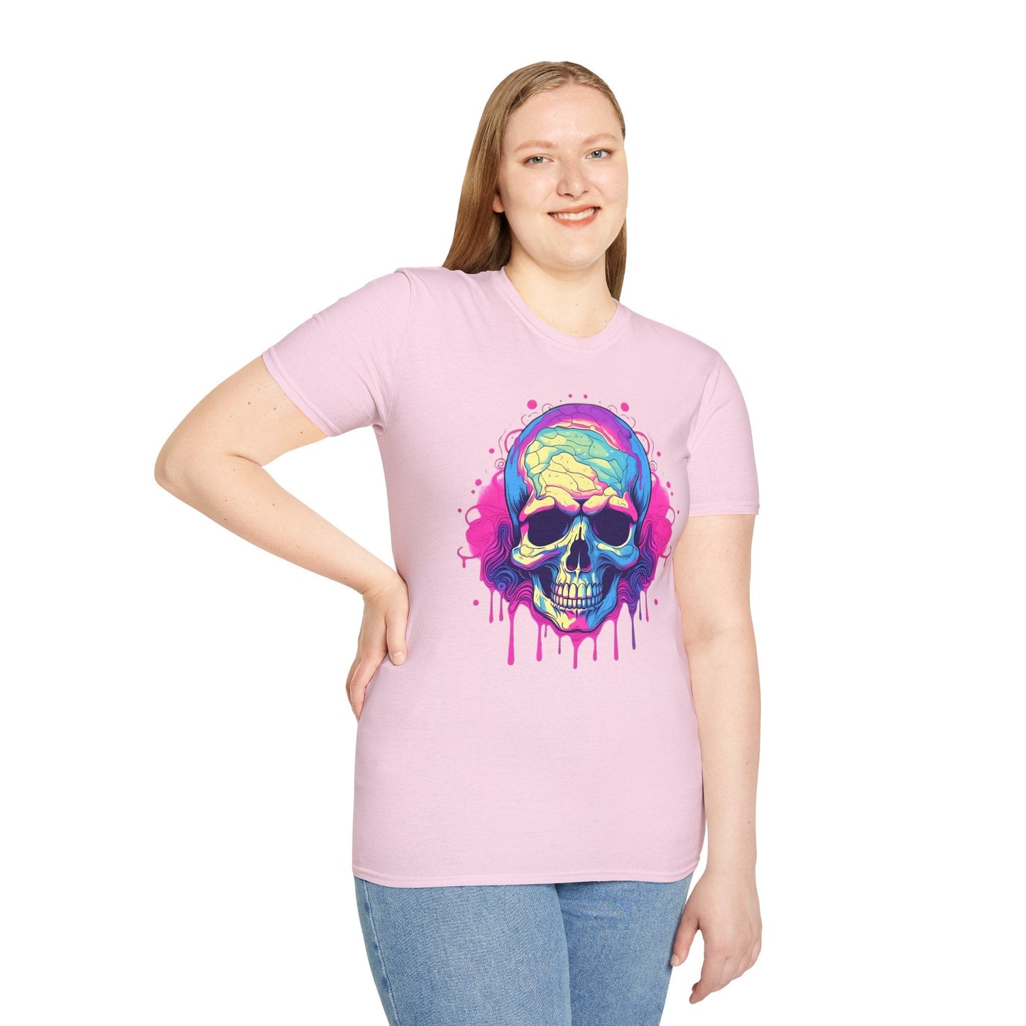 Skull Tee Shirt Unisex Skeleton Design Gildan Softstyle 64000 Ring Spun Cotton Tee