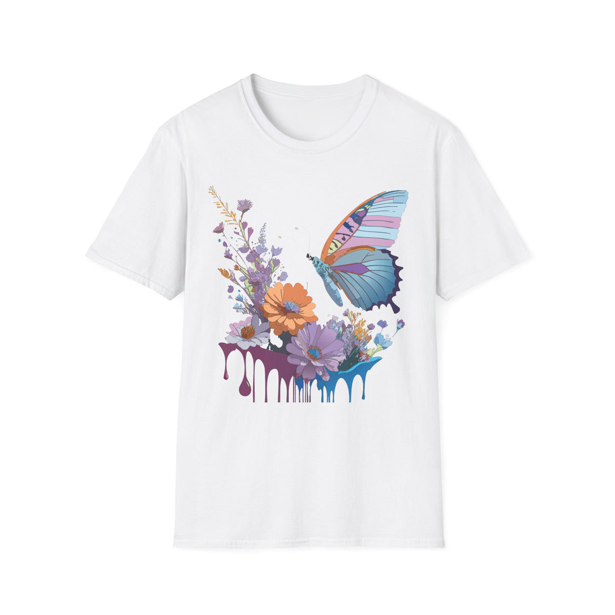 Butterfly Floral Graphic Design Unisex 100 Cotton Gildan T-Shirt