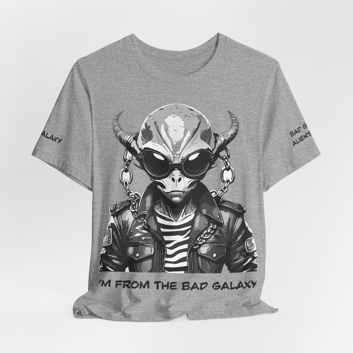 Tee Shirt With Alien From Bad Galaxy One Hundred Percent Cotton Lightweight USA Made With Eco Inks