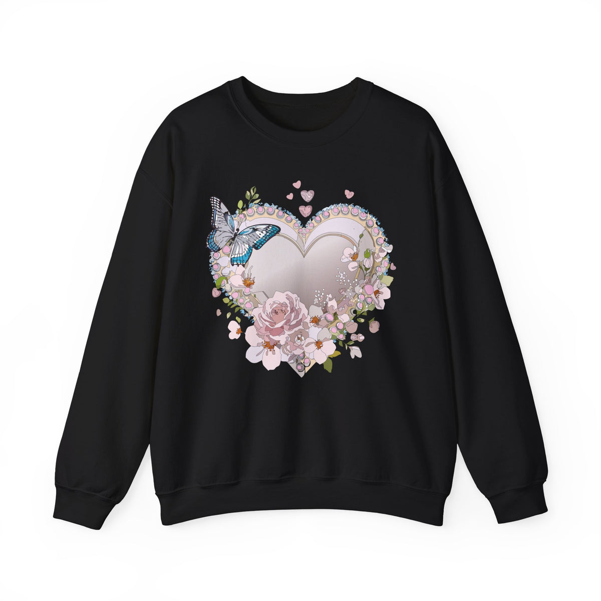 Floral Heart Love Graphic Valentine's Day Sweatshirt Unisex 50/50 Cotton-Poly Sweatshirt w41