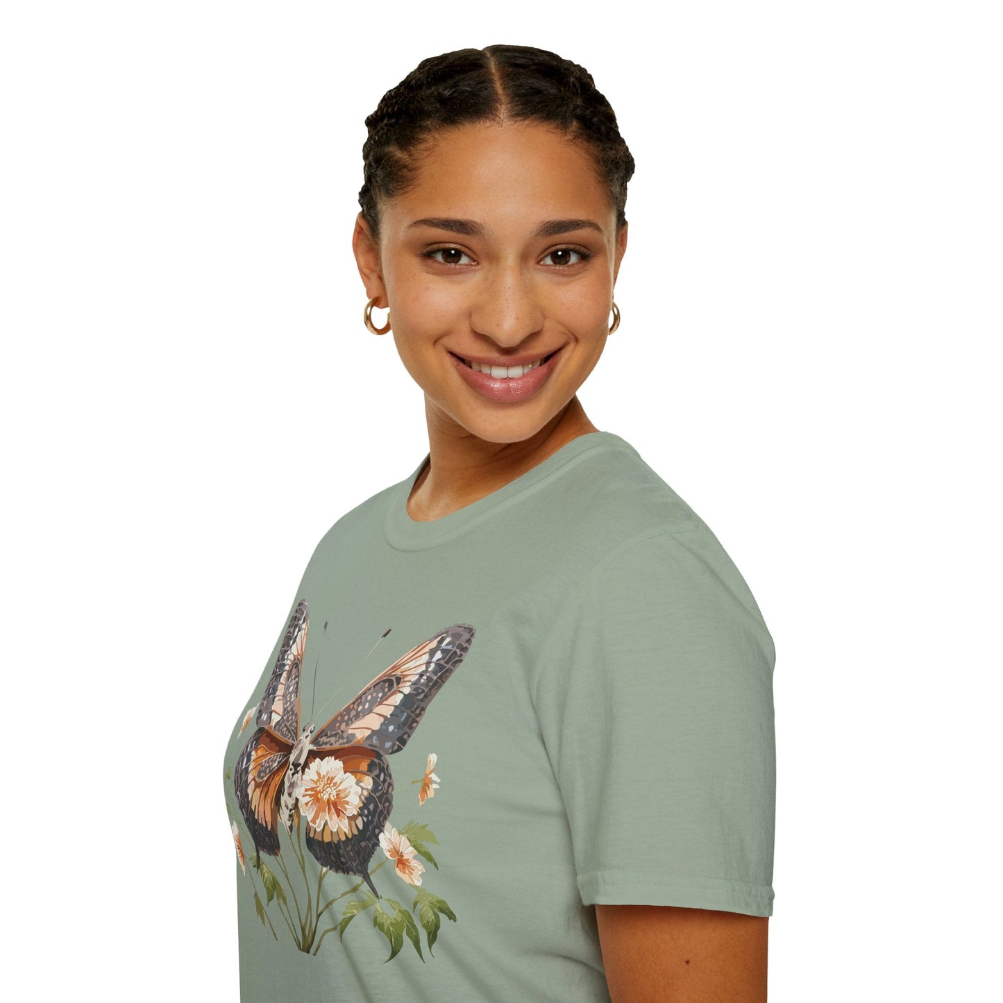 Butterfly T Shirt Unisex Softstyle Gildan 64000 Cotton Tee Monarch Print Comfort