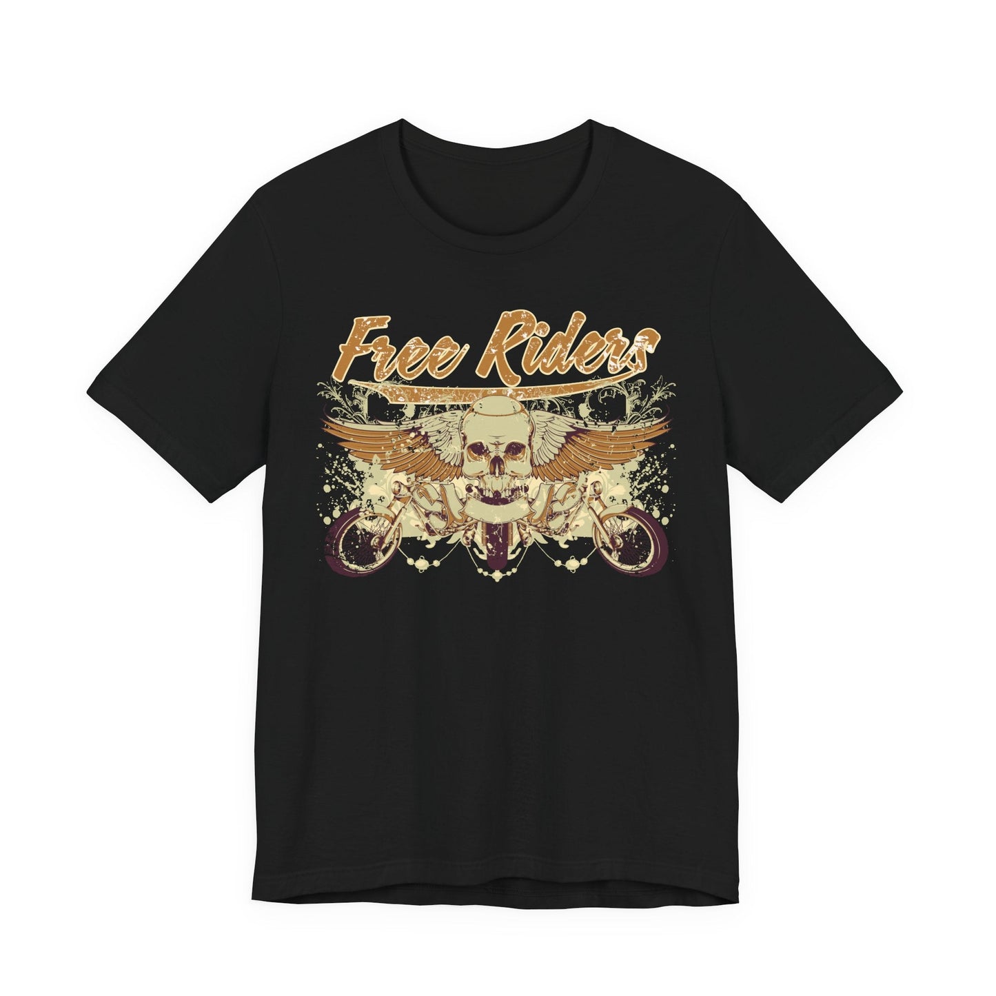 Free Riders Skull Motorcycle Tee Biker Graphic Art Design T-Shirt A-1