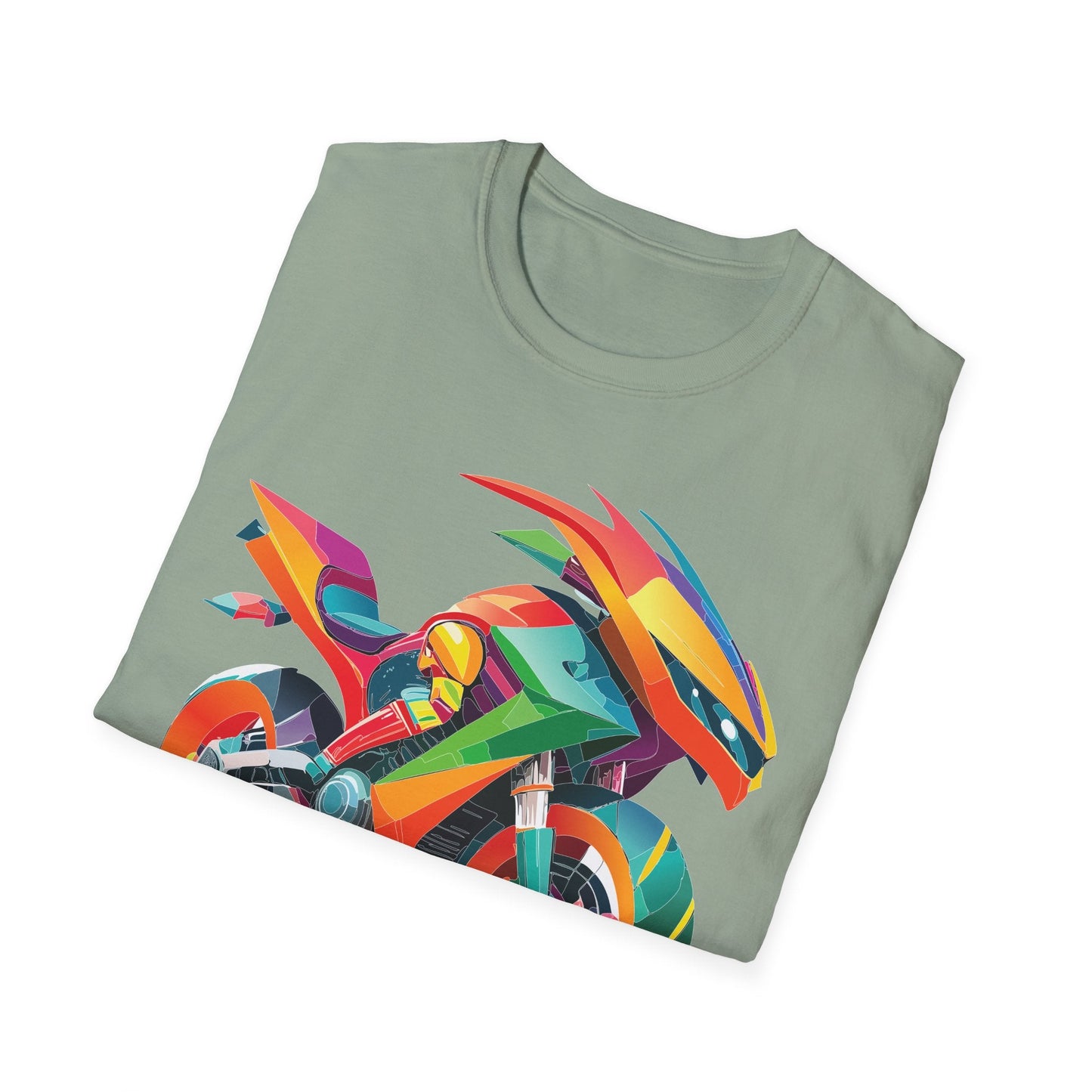 Unisex Bike T Shirt With Motorcycle Artwork Premium Cotton MTB Tee Softstyle 64000