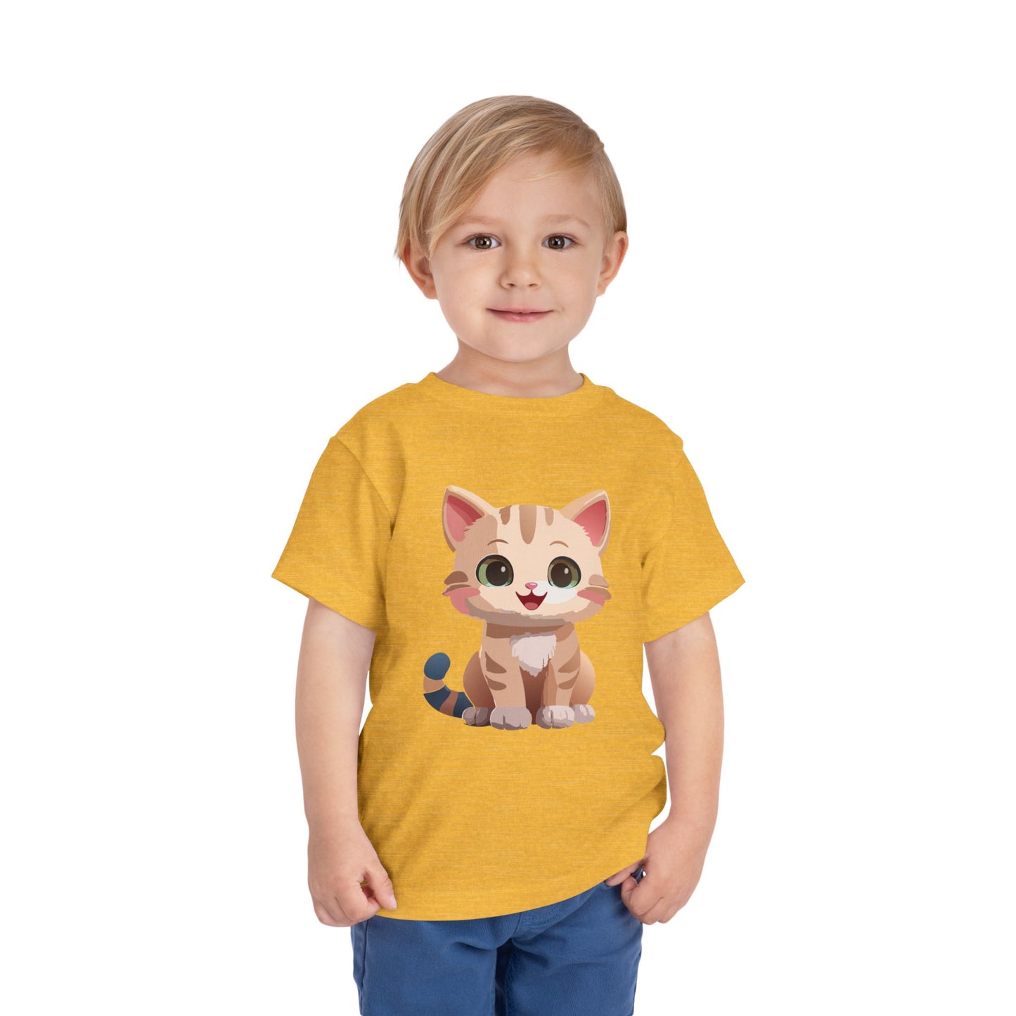 Bonita camiseta de manga corta para niños pequeños con gato: adorable camiseta con gráfico de gatito para niños (2 a 5 años)