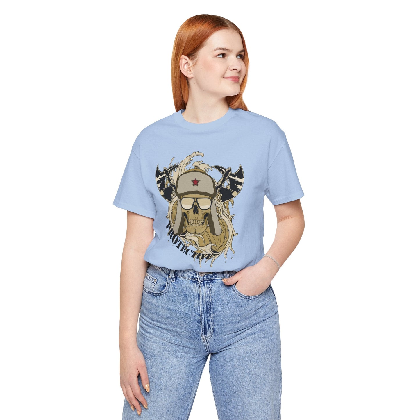 Viking Skull Graphic with Horned Helmet T-Shirt Captain Design Tee Art-41