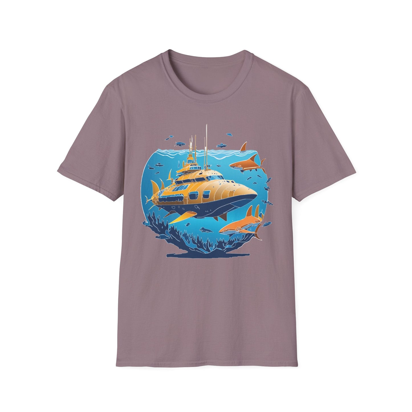 Ocean T Shirt Unisex Gildan Softstyle 64000 100 Percent Cotton Ring Spun U Boat Design Graphic