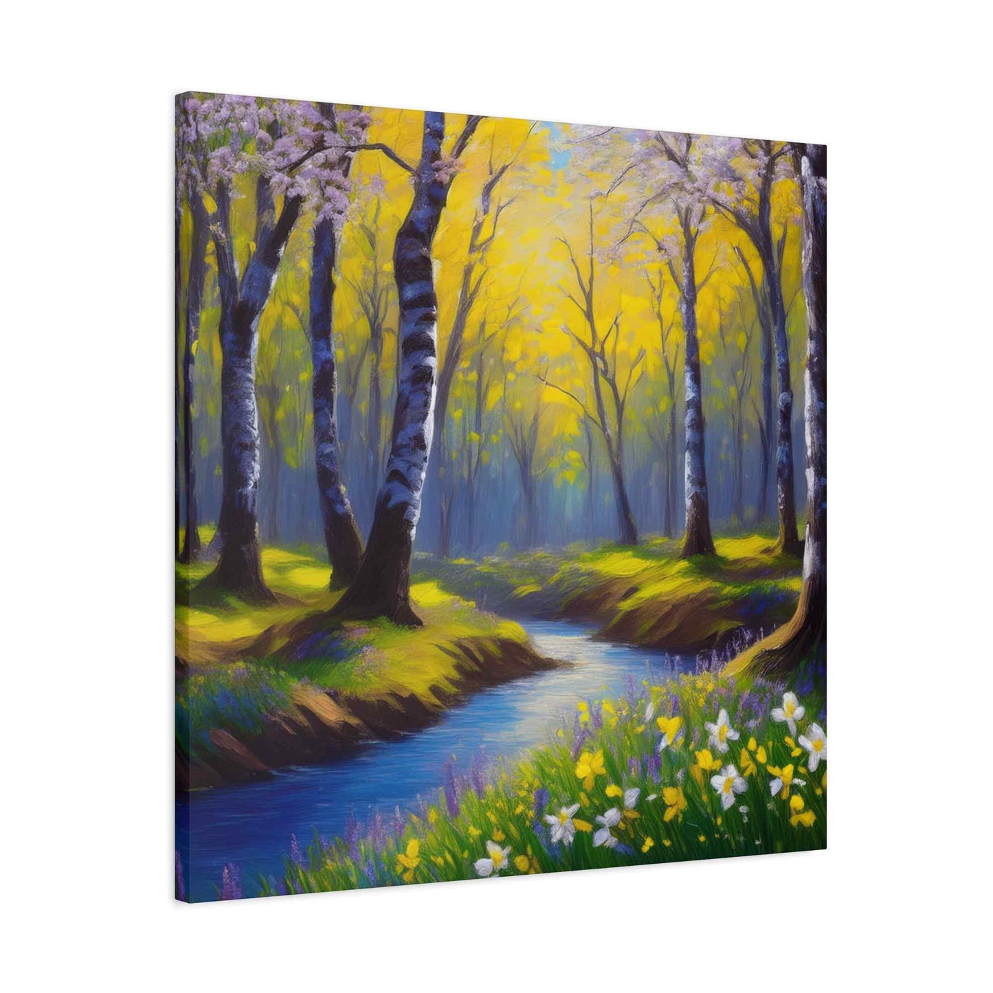 Spring Forest Print Canvas, Oil Paint Print 20x20, 24x24, 30x30, 32x32, 36x36 Art Design Print Pine-Wood Inner Frame MC-93