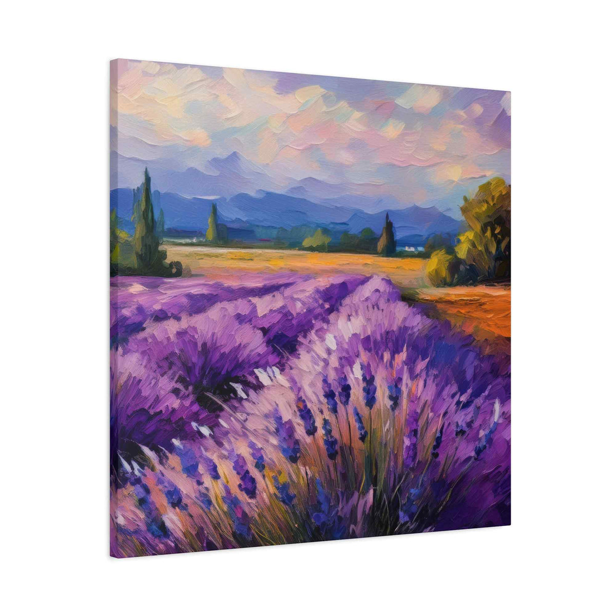 Lavender Landscape Print Canvas, Landscape Oil Paint Print 20x20, 24x24, 30x30, 32x32, 36x36 Art Design Print Non-Frame MC-34