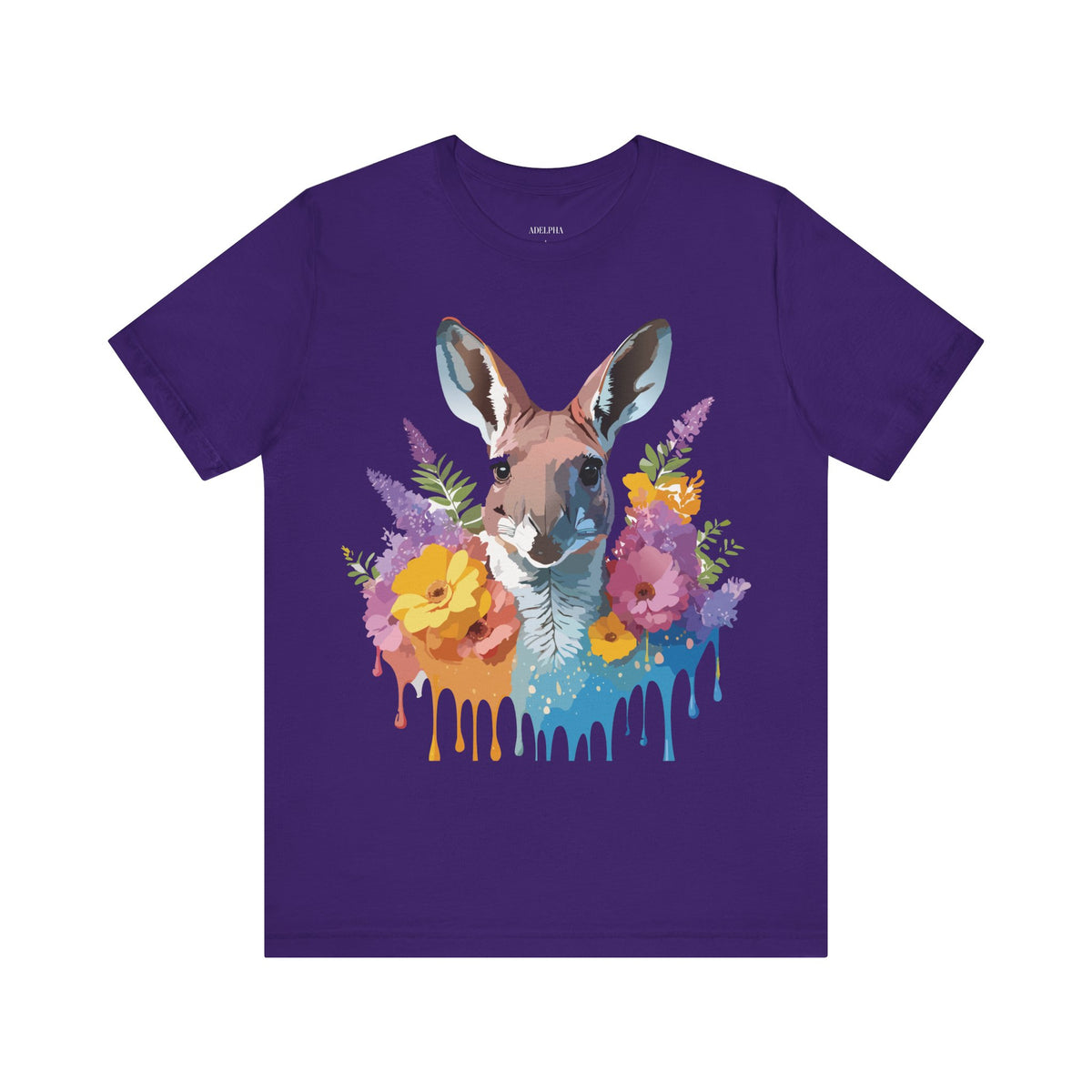 Kangaroo Graphic Unisex Cotton Bella+Canvas Tee with Art Animal Design e37