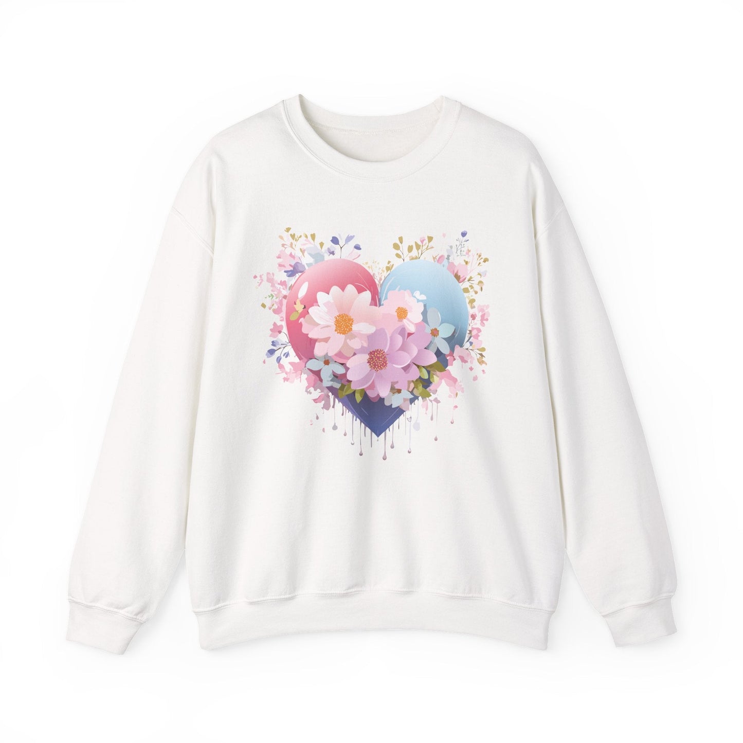 Floral Heart Unisex Crewneck Sweatshirt Gildan 18000 Heavy Blend 50 Cotton 50 Polyester