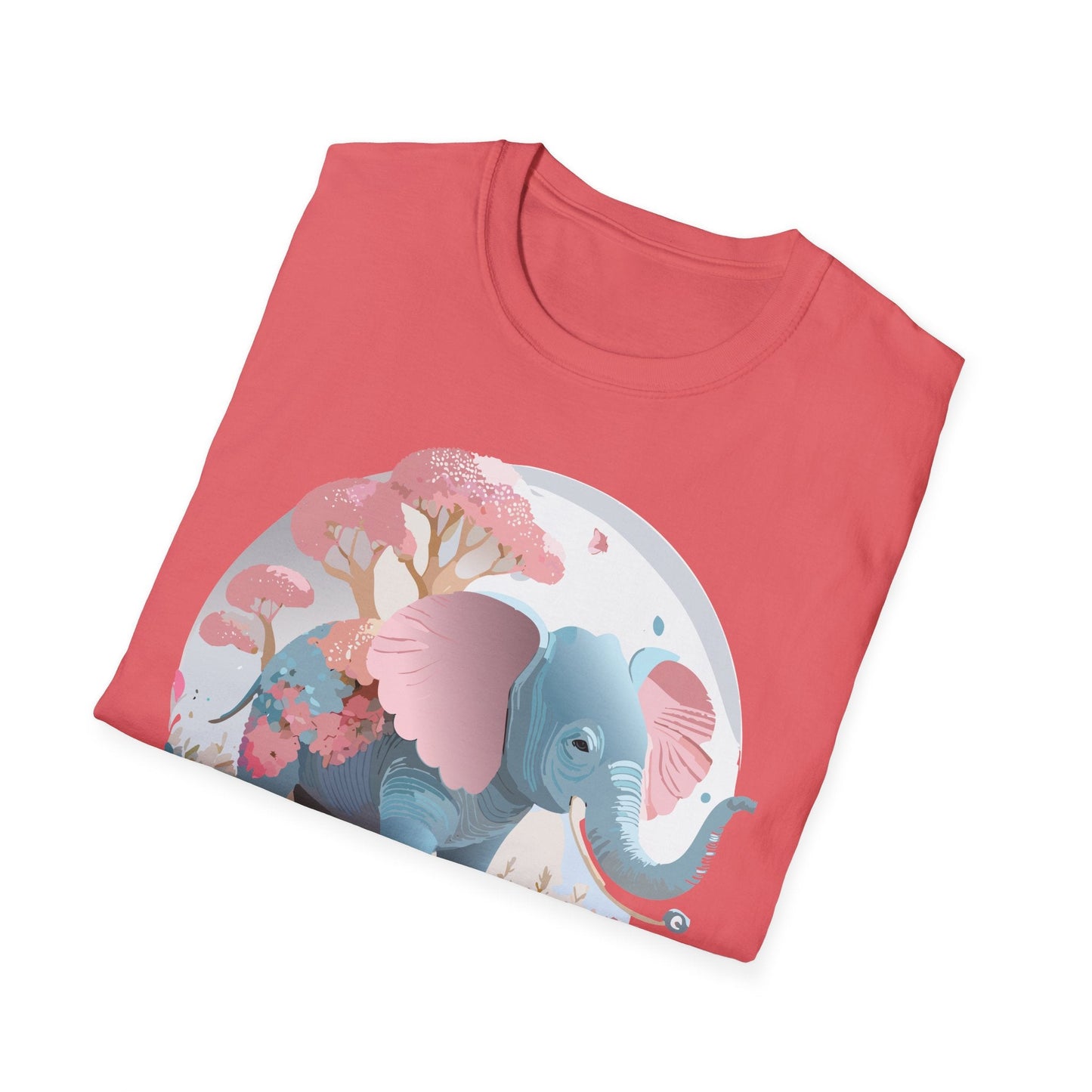Unisex Elephant Graphic Tee Gildan Softstyle 64000 100 Percent Ring Spun Cotton Fabric