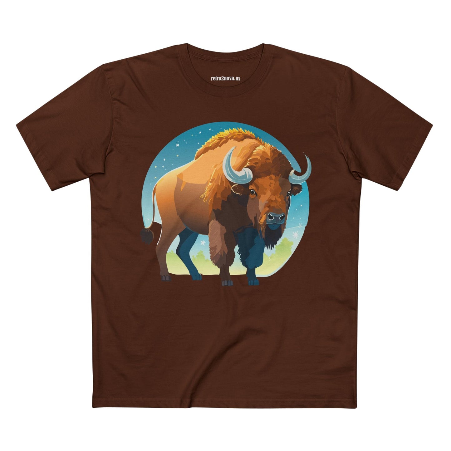 Unisex Premium Cotton Tee With Original Bison Art Design From Retro2Nova Art Collection Soft Breathable Everyday Comfort