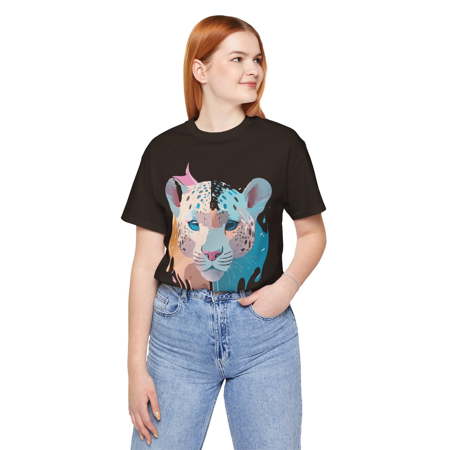 Adelpha Cheetah Graphic Tee Unisex Short Sleeve Art Design Shirt