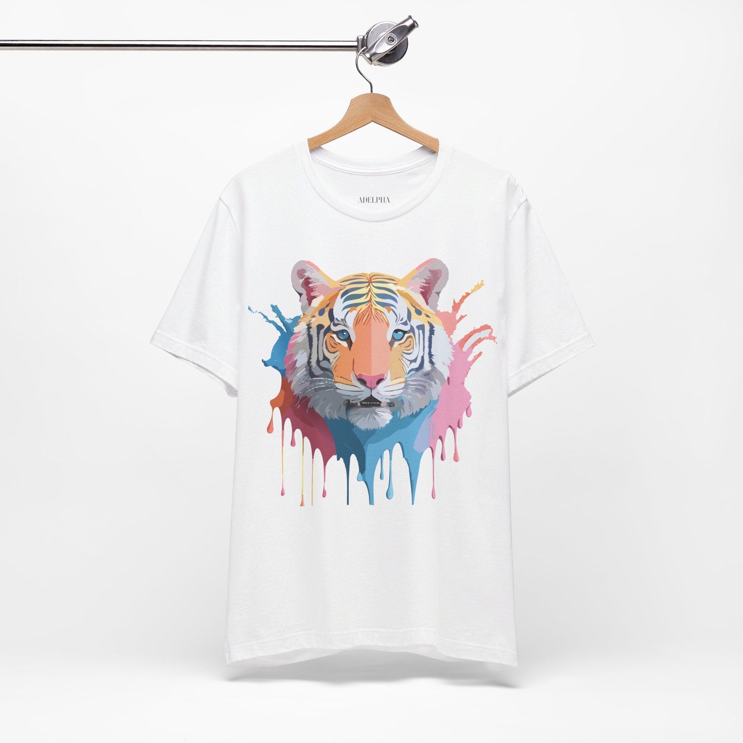 Tiger Graphic Tee Unisex Short Sleeve Shirt With Vintage Inspired Adelpha Artwork