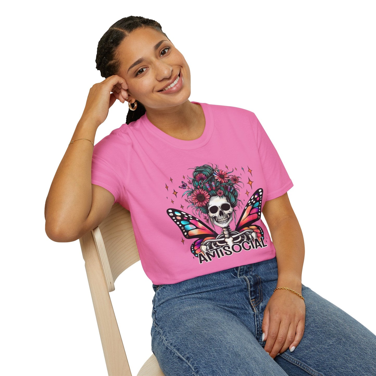 Unisex Skull Graphic Tee Shirt Short Sleeve Skeleton Gildan Softstyle 64000 100 Ring Spun Cotton
