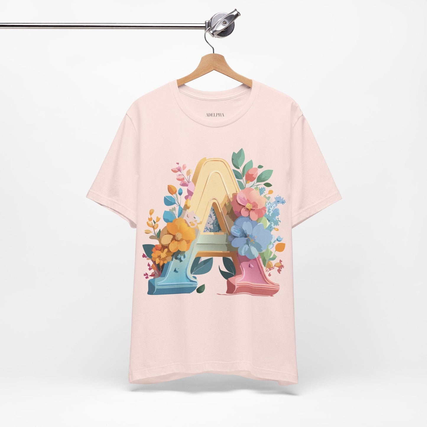 Letter A Shirt Graphic Tee Unisex Short Sleeve by Adelpha Vintage Inspired Art Tee