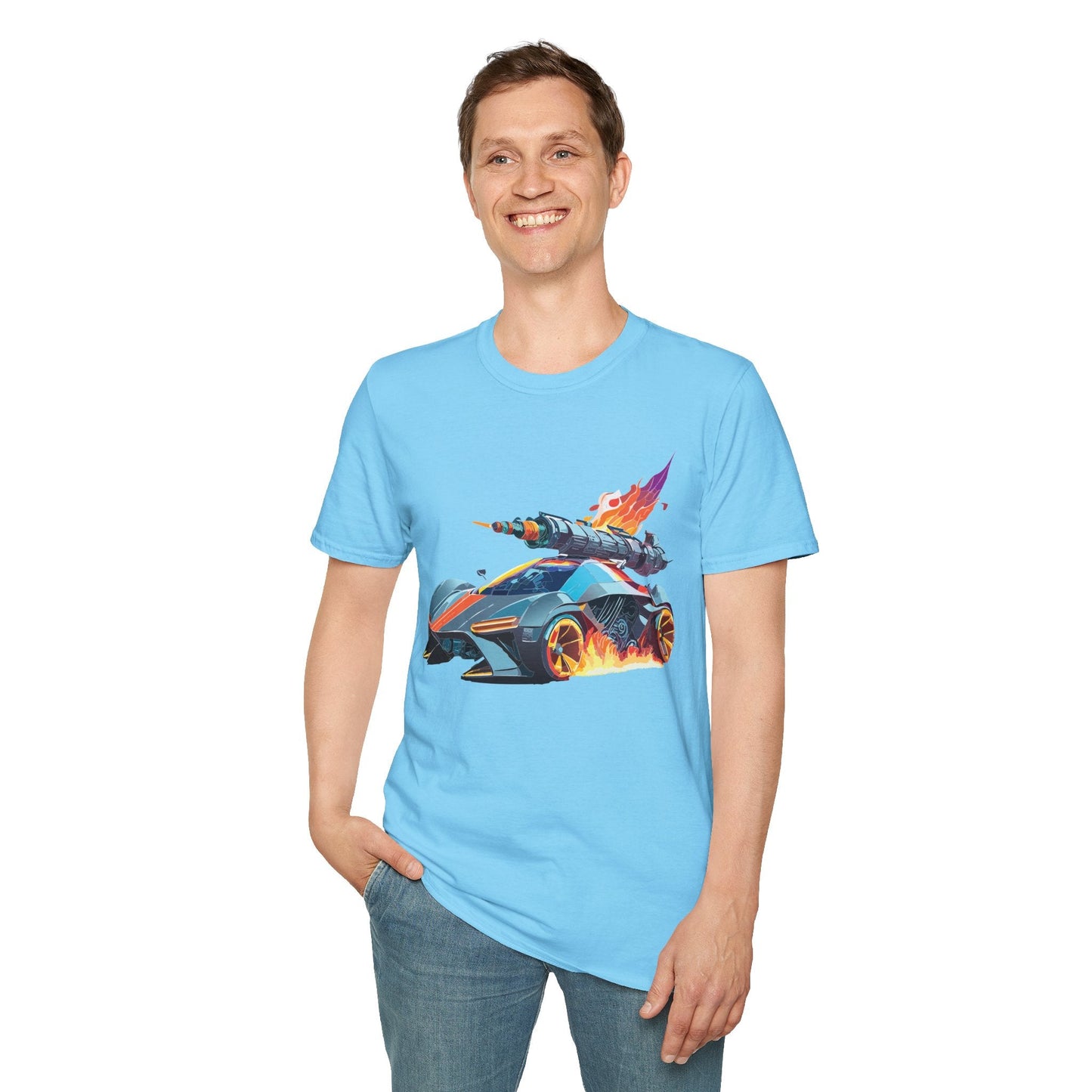 Car Graphic Unisex Cotto Softstyle Art Design with Hot Wheels Artwork Tee 5