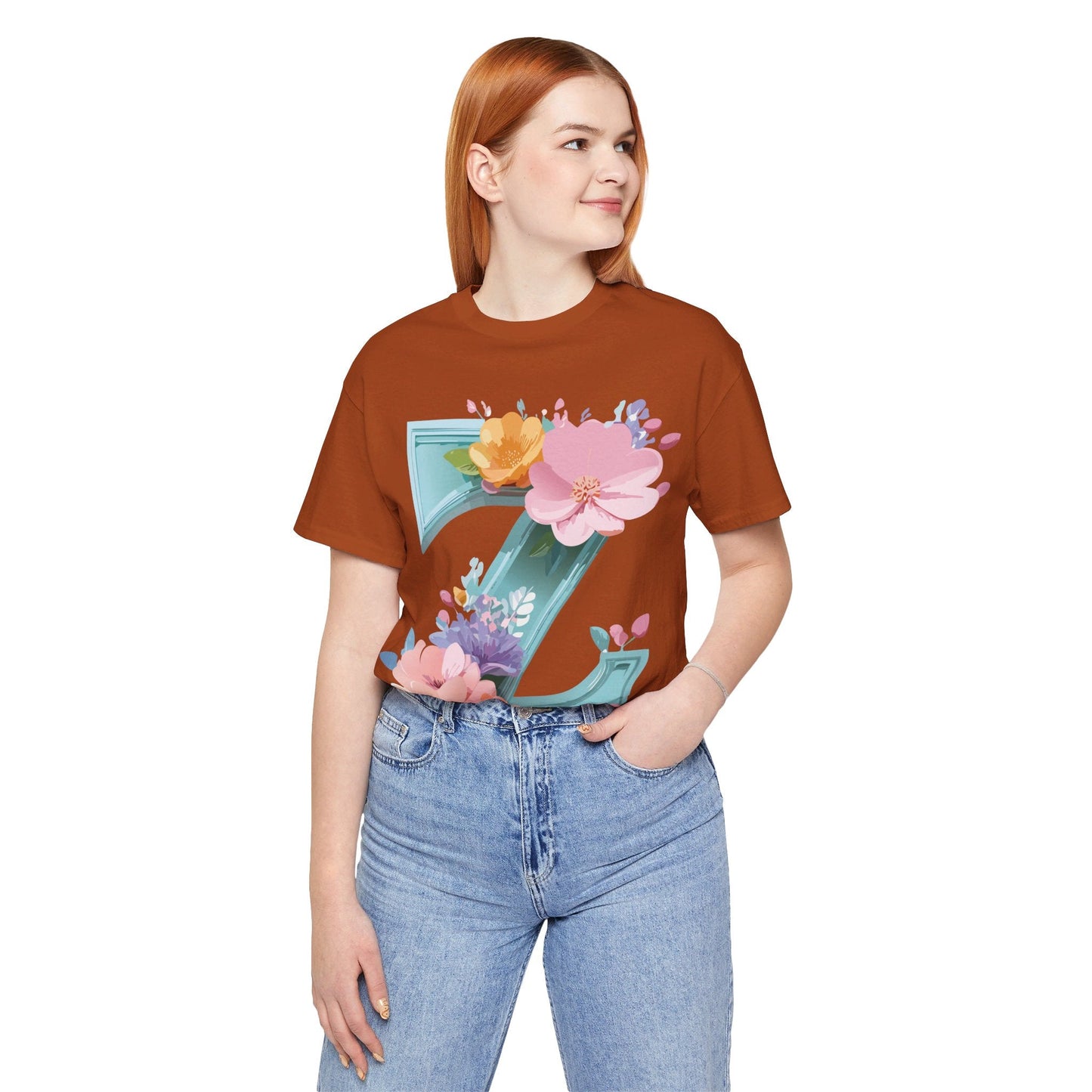 Letter Z Shirt Graphic Tee Unisex Jersey Short Sleeve By Adelpha Vintage Inspired Artwork