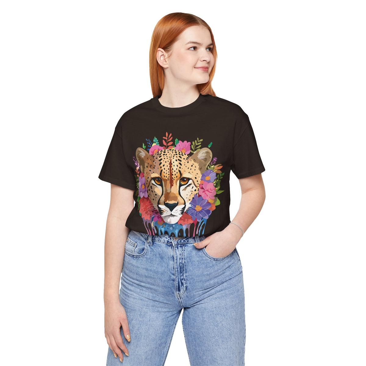 Cheetah Graphic Unisex Cotton Bella+Canvas Tee with Art Animal Design e12