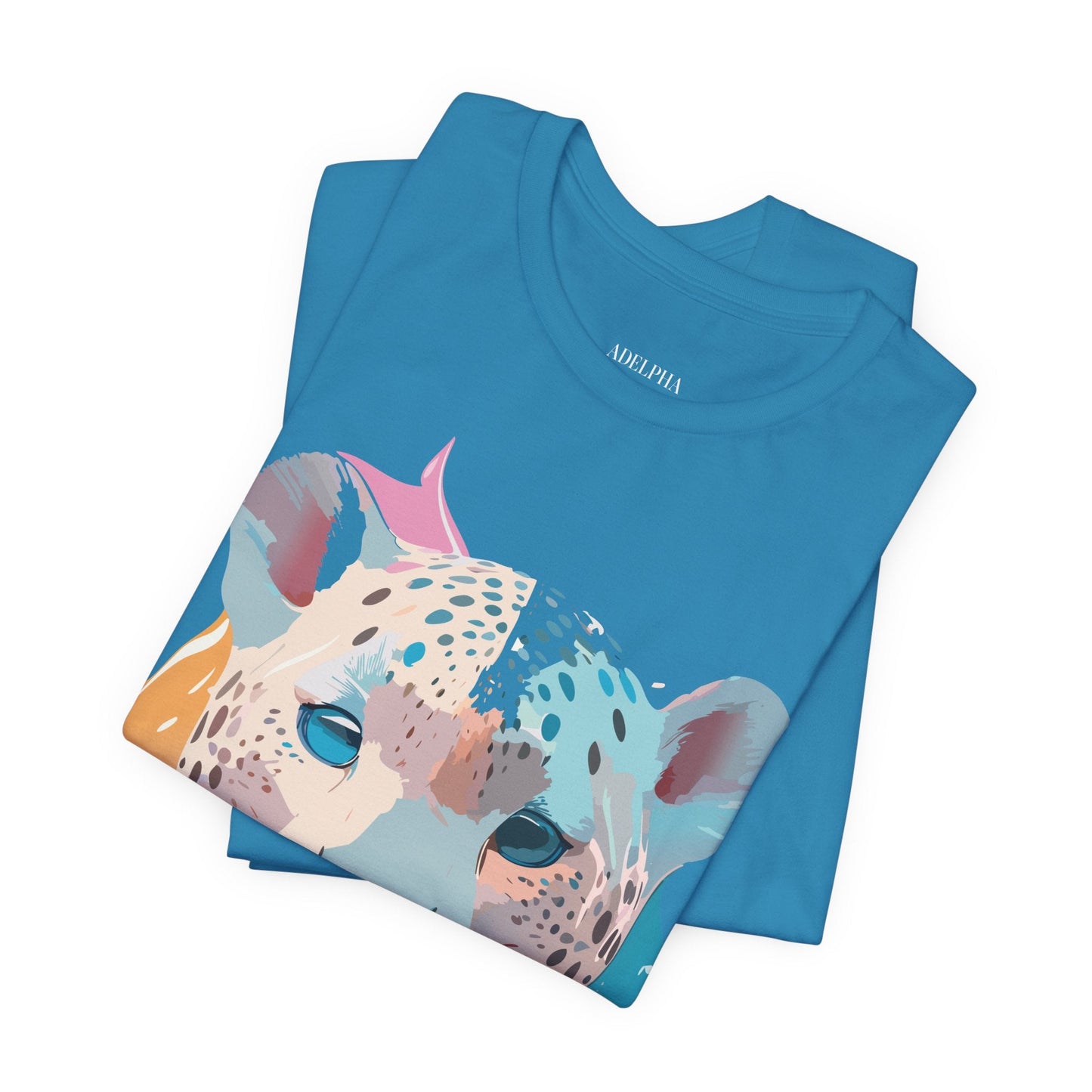 Adelpha Cheetah Graphic Tee Unisex Short Sleeve Art Design Shirt