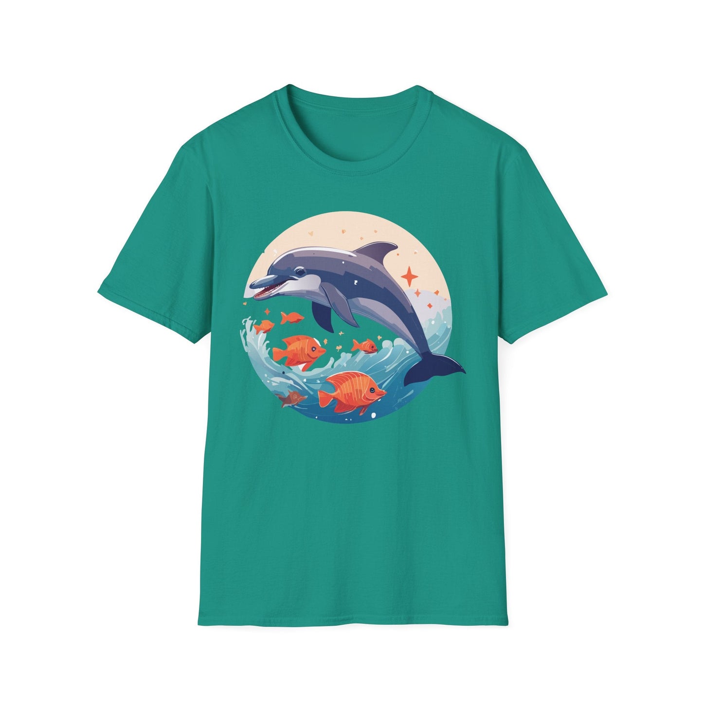 Unisex Dolphin Shirt Gildan Softstyle 64000 Short Sleeve Fish Tee With Dolphin Graphic