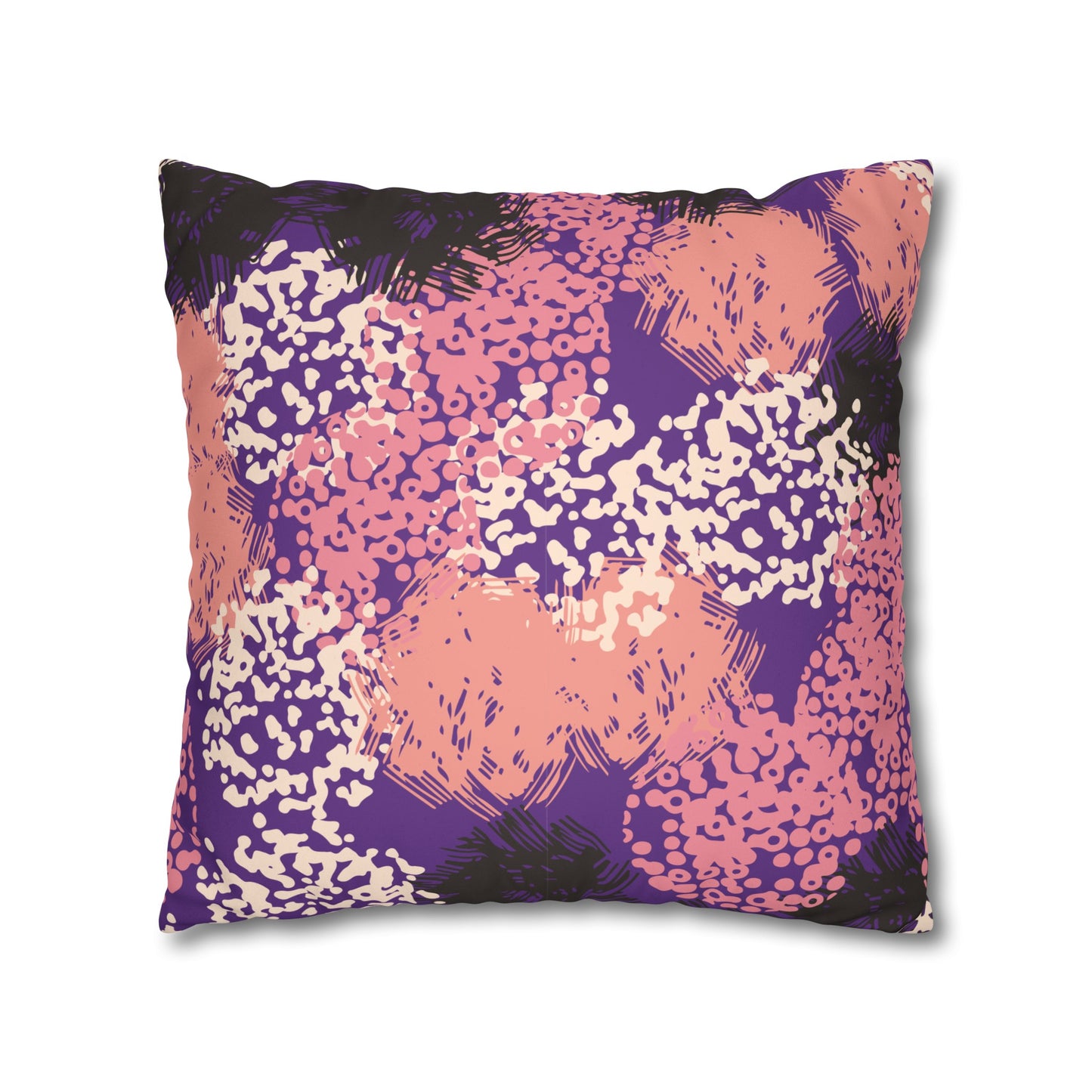 Faux Suede Pillowcase with Abstract print